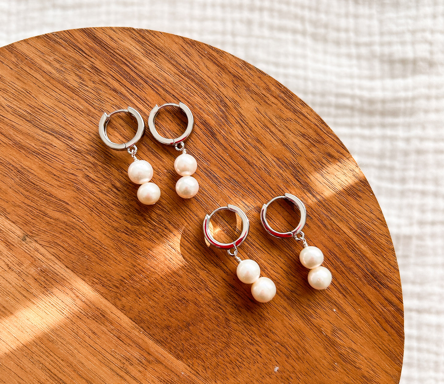Silver Pearl Huggie Earrings | Dainty Earrings | Wedding | Bridal Earrings | platinum plated silver| Hypoallergenic | Pearl Earring | Romantic | Bride