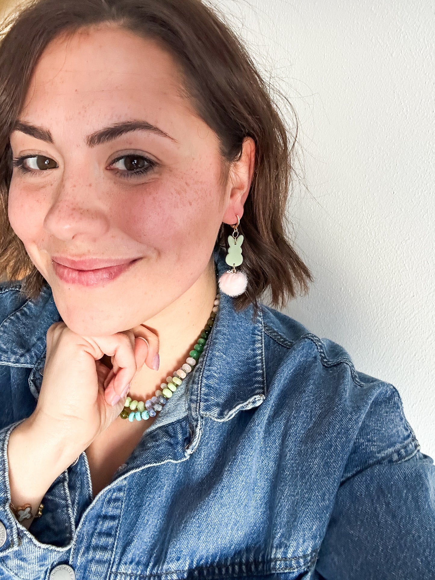 Fluffy Tail Bunny Earrings – Adorable Easter Clay Jewelry, Lightweight & Trendy