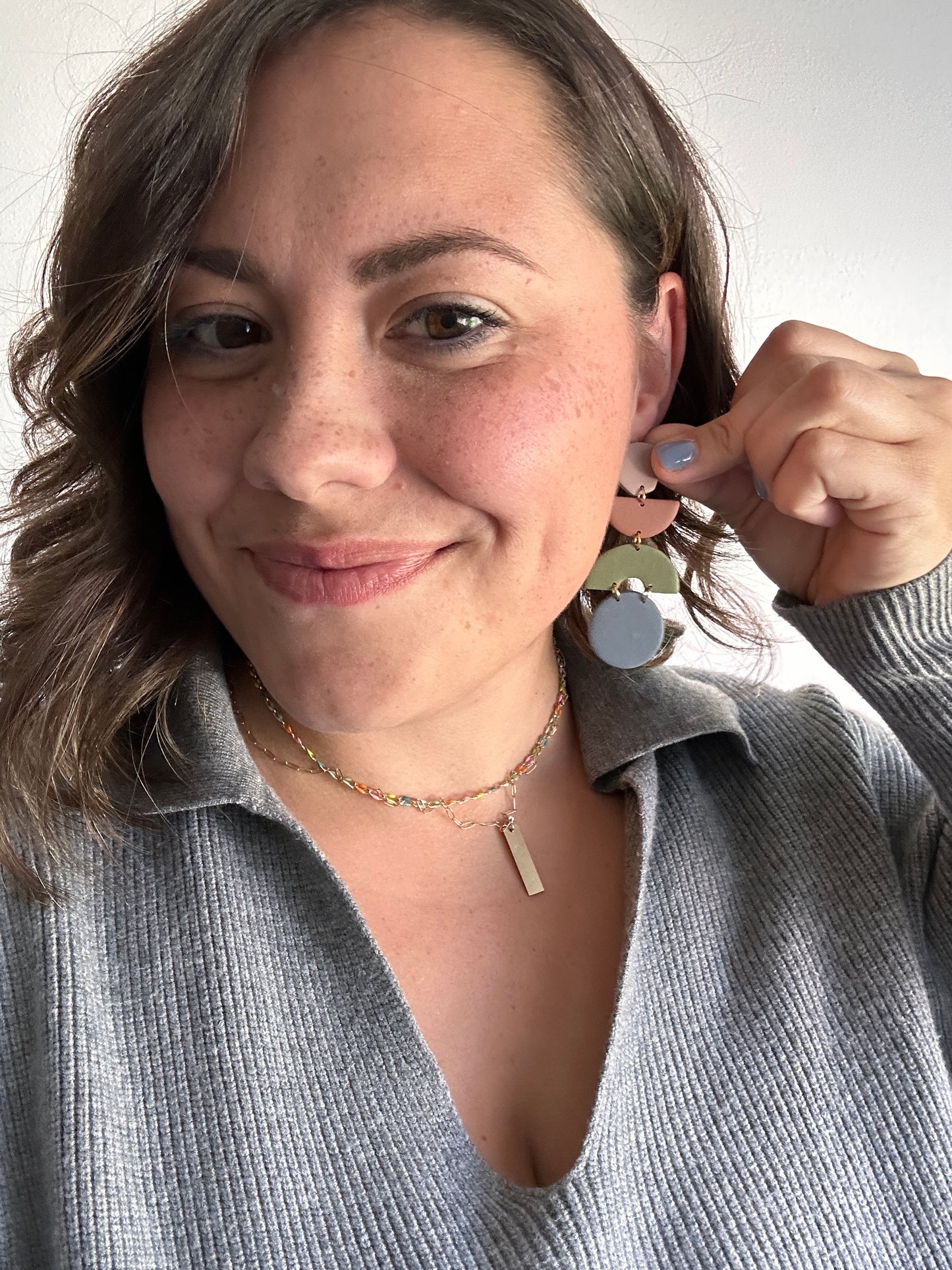 Autumn Trends Blue and Green Clay Earrings | Trendy Dramatic Earrings | Big Bold Style | Autumn Earrings | Fall Accessories