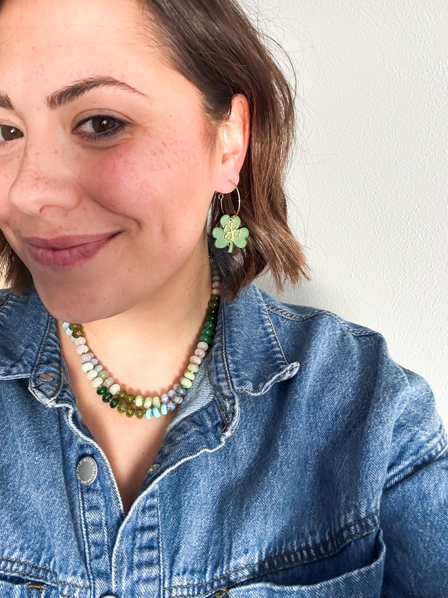 Lucky Clover Earrings – Green Shamrock & Gold Accents for St. Paddy’s Day