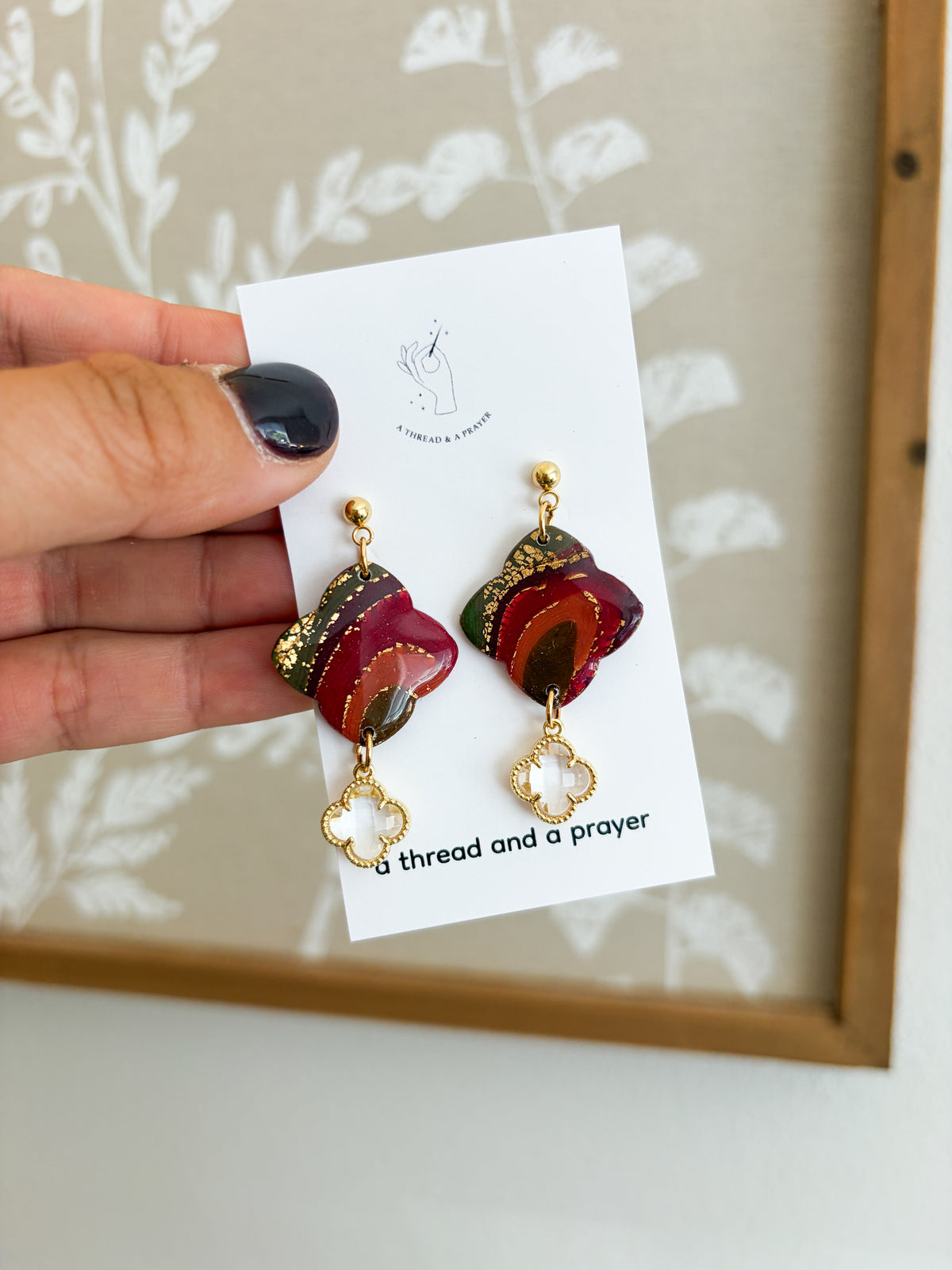 Stained Glass and Marble Fall Earrings