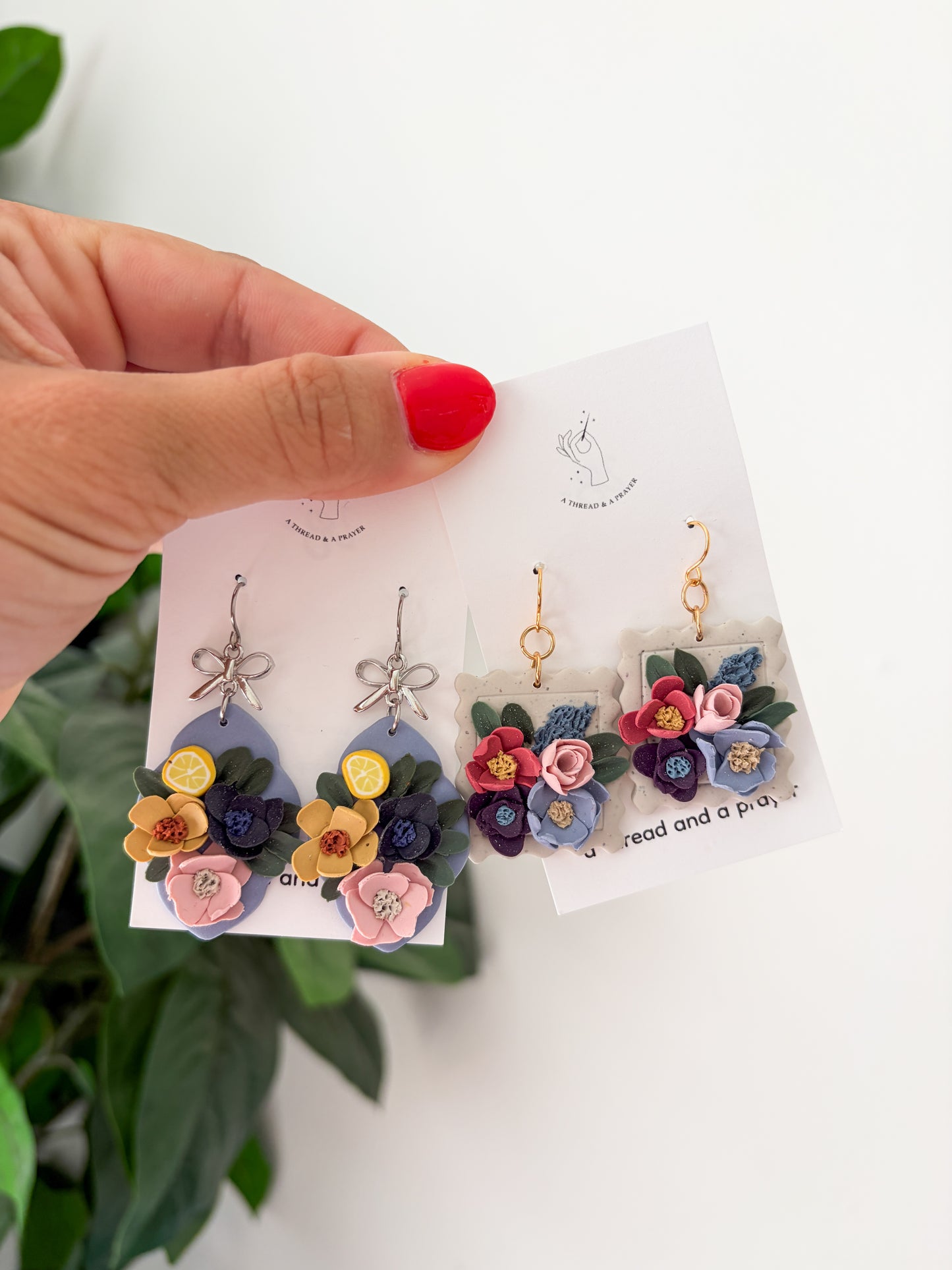 Cute Flower Earrings Postage Stamp & Citrus
