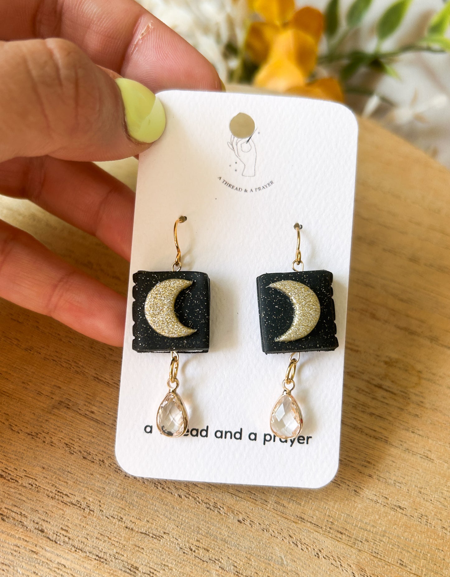 Celestial Vibes Autumn Earrings | Glitter and Shine | Moon Earrings | Book Earrings | Lightweight