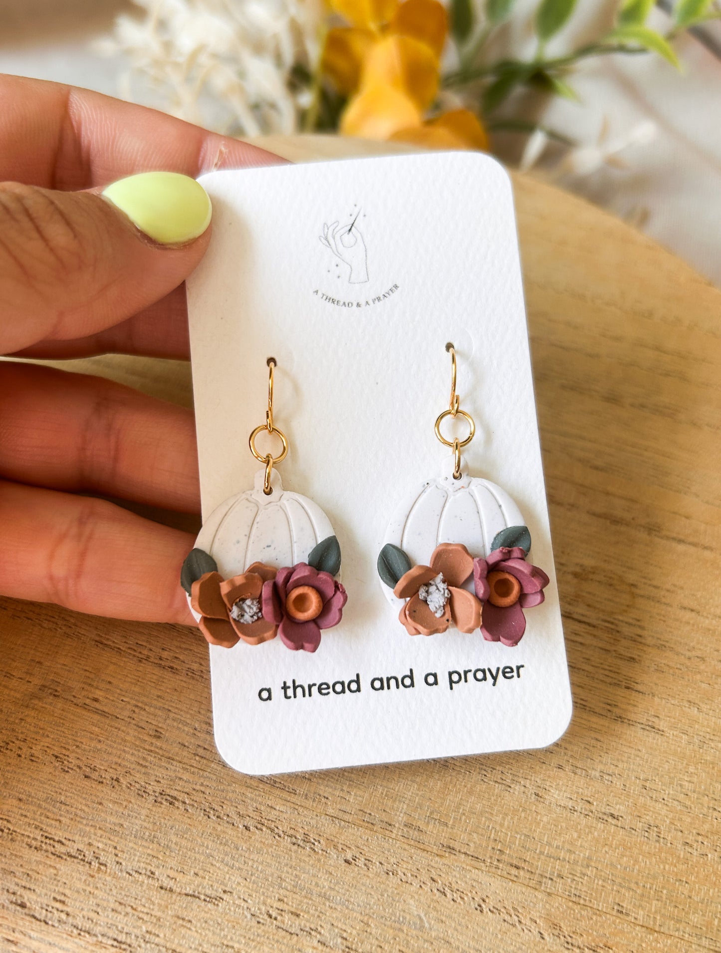 Floral Pumpkins | Fall Pumpkins | Fall Earrings | Pumpkin Patch | Dainty Earrings | Lightweight
