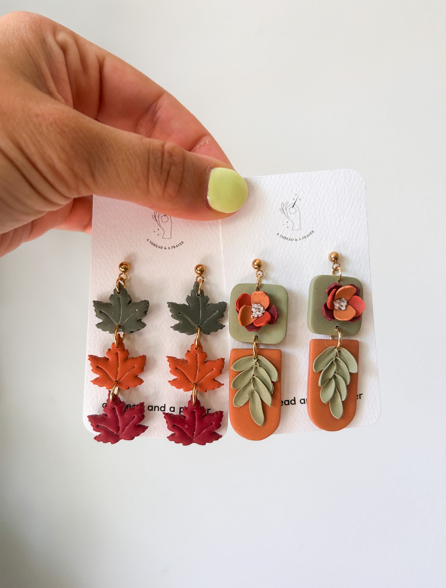 Fall Leaves Clay Earrings | Autumn Colors | Fall Earrings | Earth Tones | Dainty Earrings | Lightweight