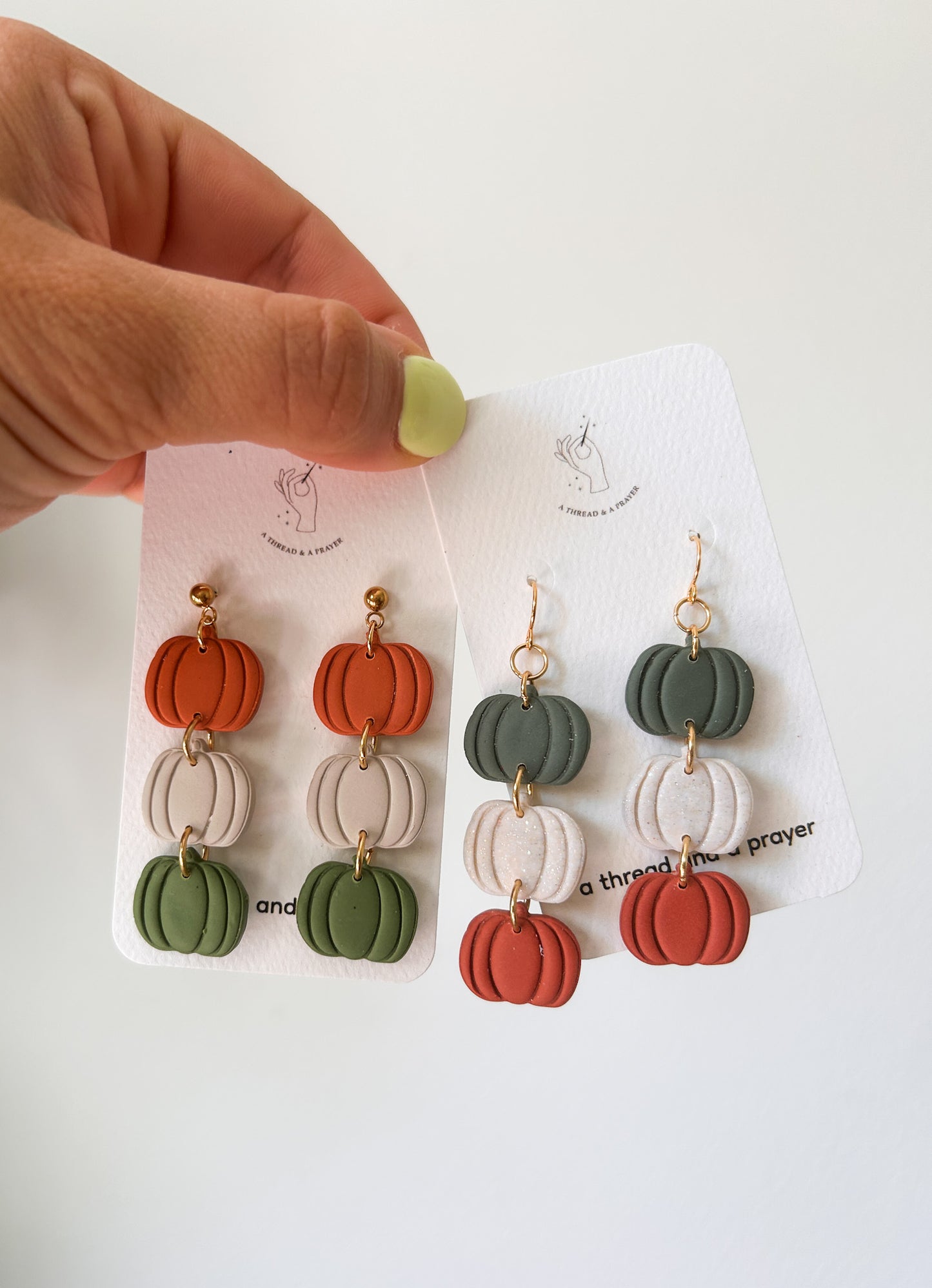 Stacked Pumpkin Earrings | Autumn Colors | Fall Earrings | Earth Tones | Dainty Earrings | Lightweight