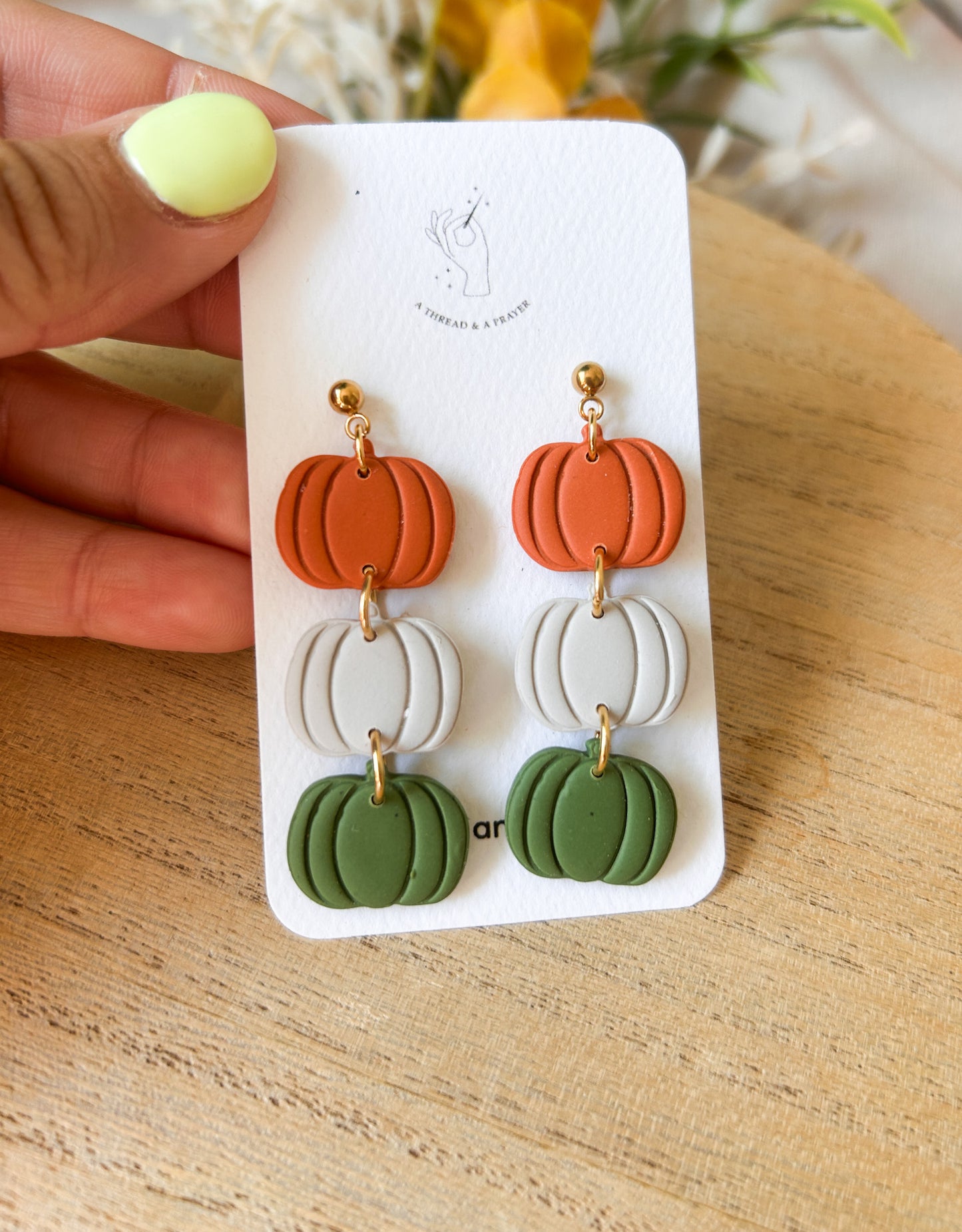 Stacked Pumpkin Earrings | Autumn Colors | Fall Earrings | Earth Tones | Dainty Earrings | Lightweight