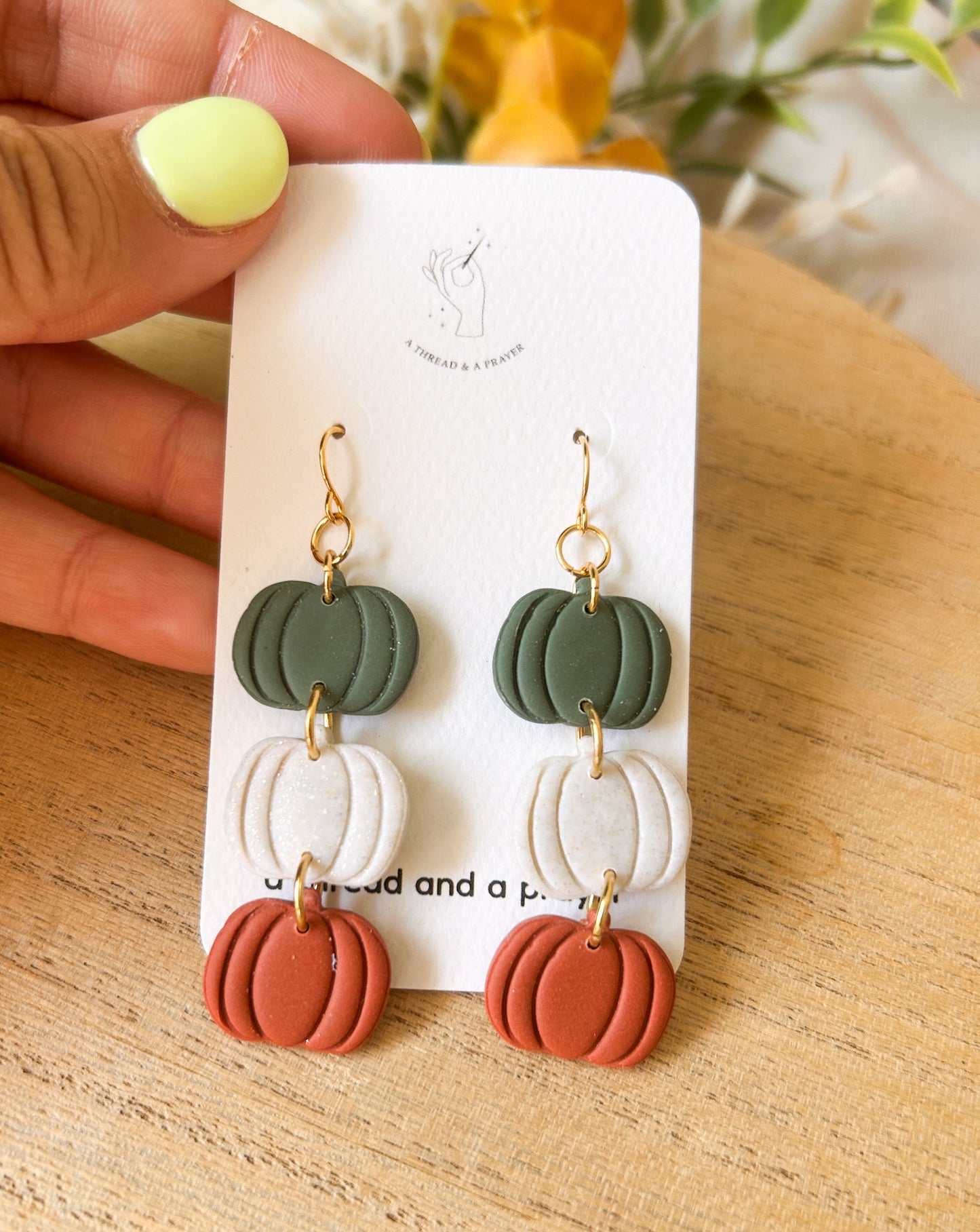 Stacked Pumpkin Earrings | Autumn Colors | Fall Earrings | Earth Tones | Dainty Earrings | Lightweight