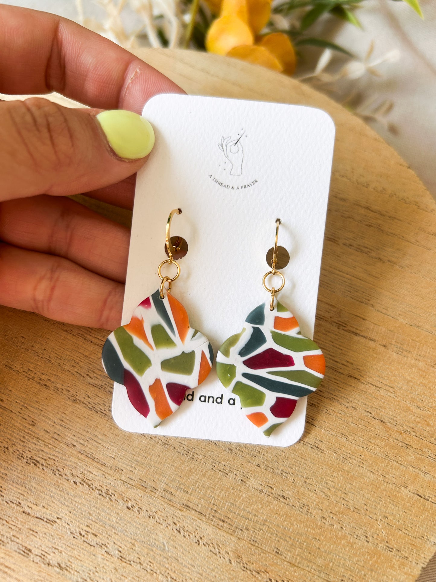 Autumn Colors Stained Glass Earrings | Clay Dangles | Cute Jewelry | Handmade Earrings | Fall Styles