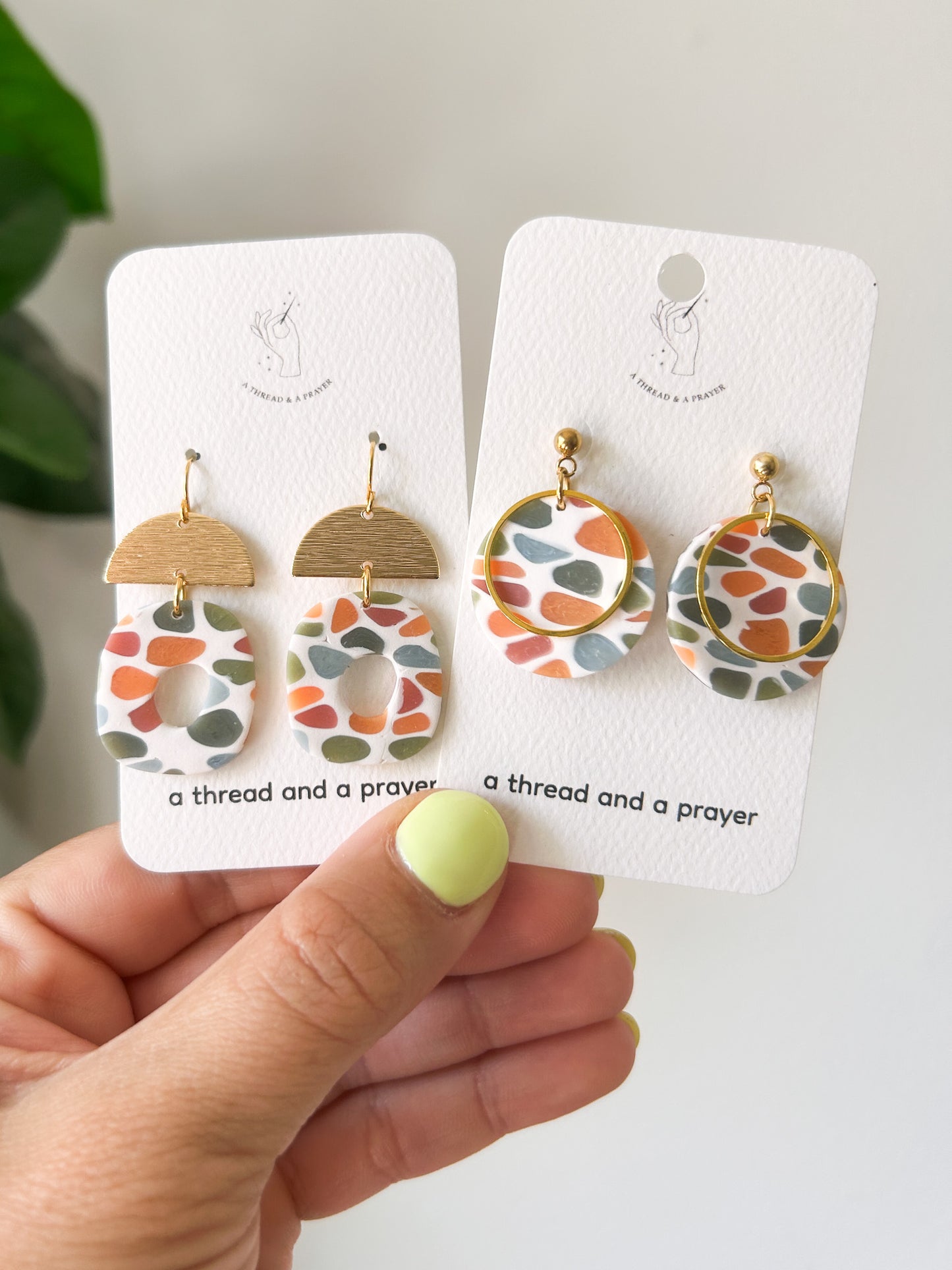 Muted Tones Stained Glass Earrings | Clay Dangles | Cute Jewelry | Handmade Earrings | Fall Styles