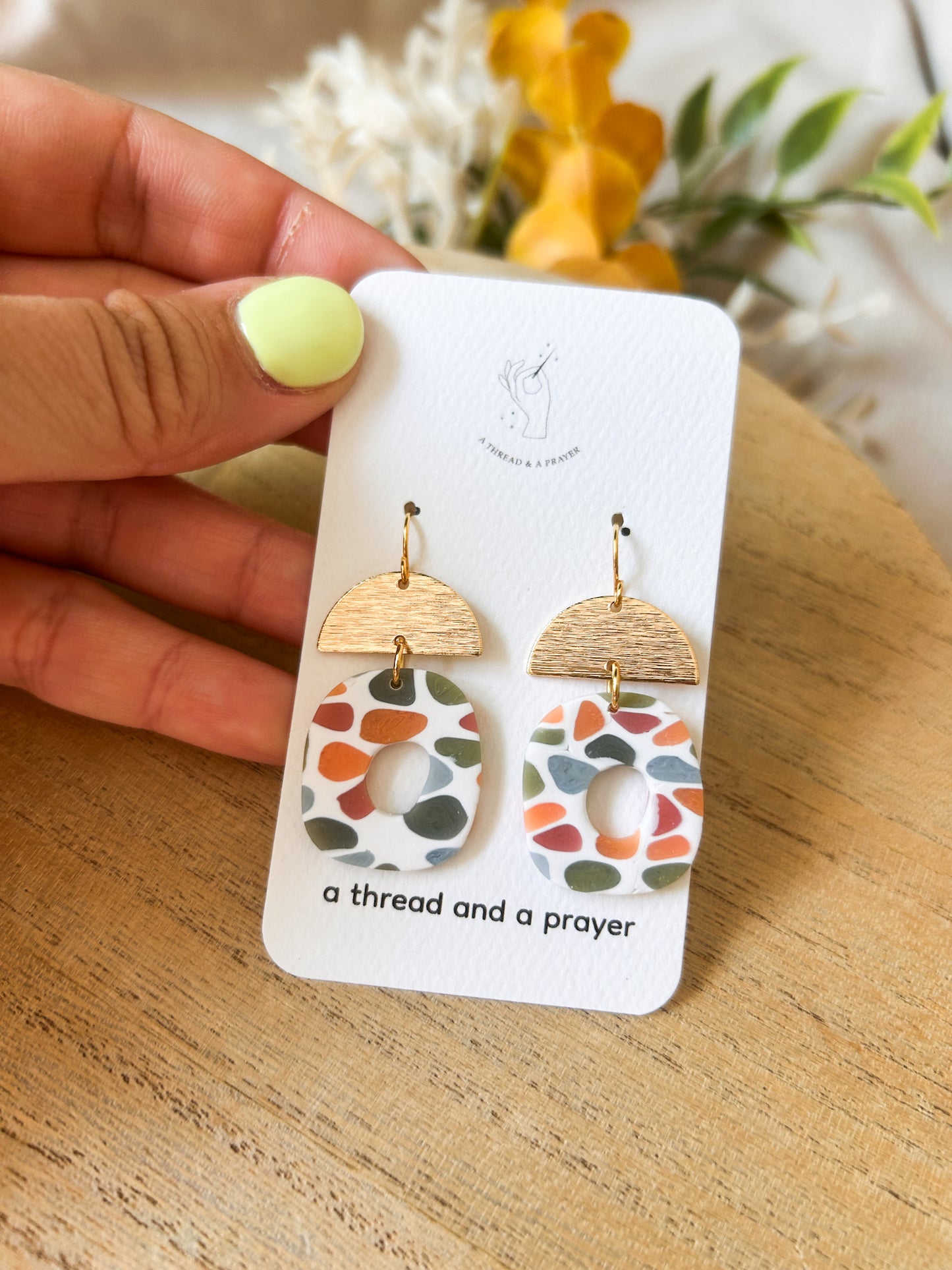 Muted Tones Stained Glass Earrings | Clay Dangles | Cute Jewelry | Handmade Earrings | Fall Styles