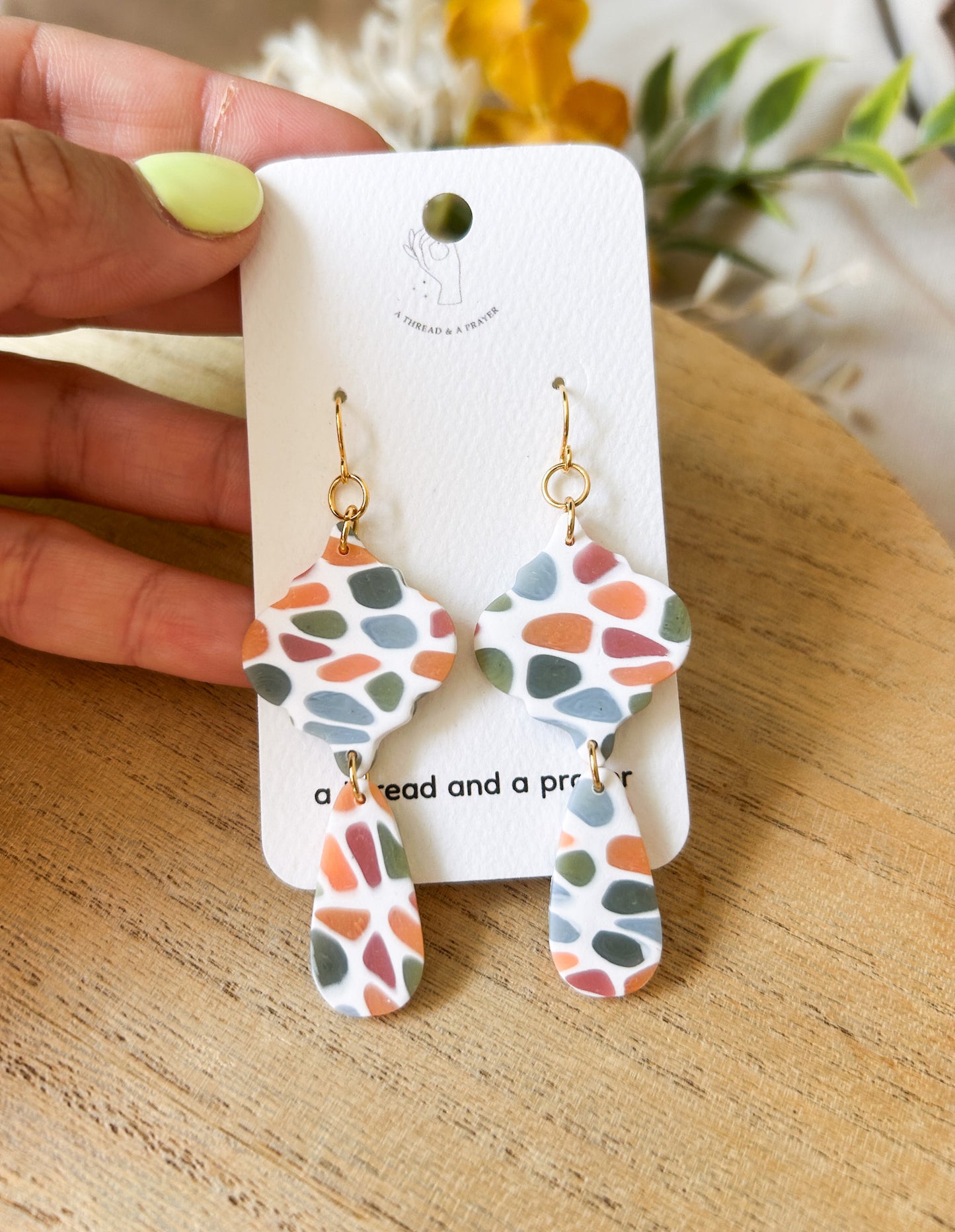 Muted Tones Stained Glass Earrings | Clay Dangles | Cute Jewelry | Handmade Earrings | Fall Styles