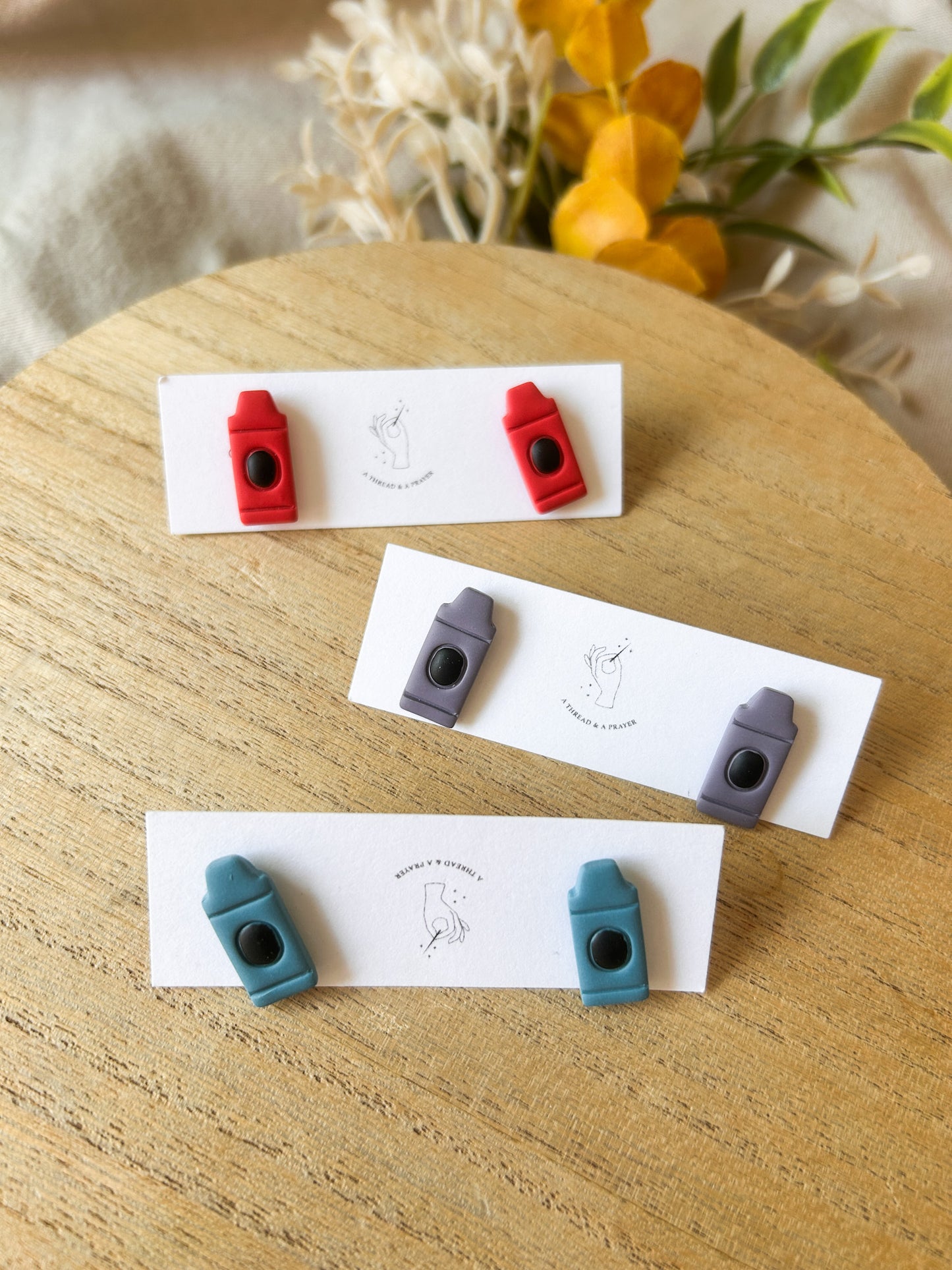 Back to School Stud Earrings | Fall Studs | Autumn | Titanium | Apples, School Bus, Crayons, Pencils