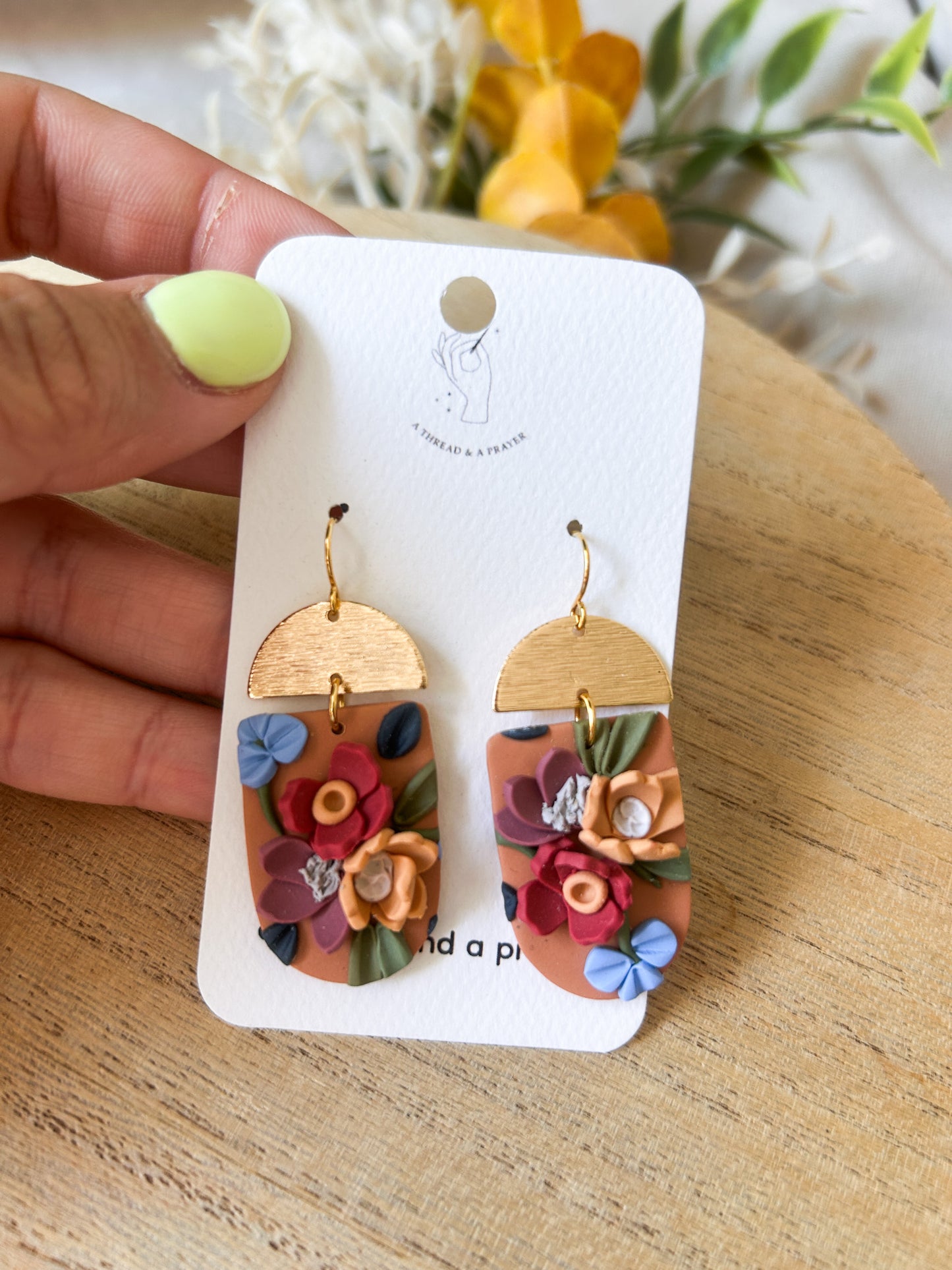 Autumn Garden Floral Earrings - Orange Base | Dainty Flower Earrings | Trendy Styles | Lightweight | Autumn