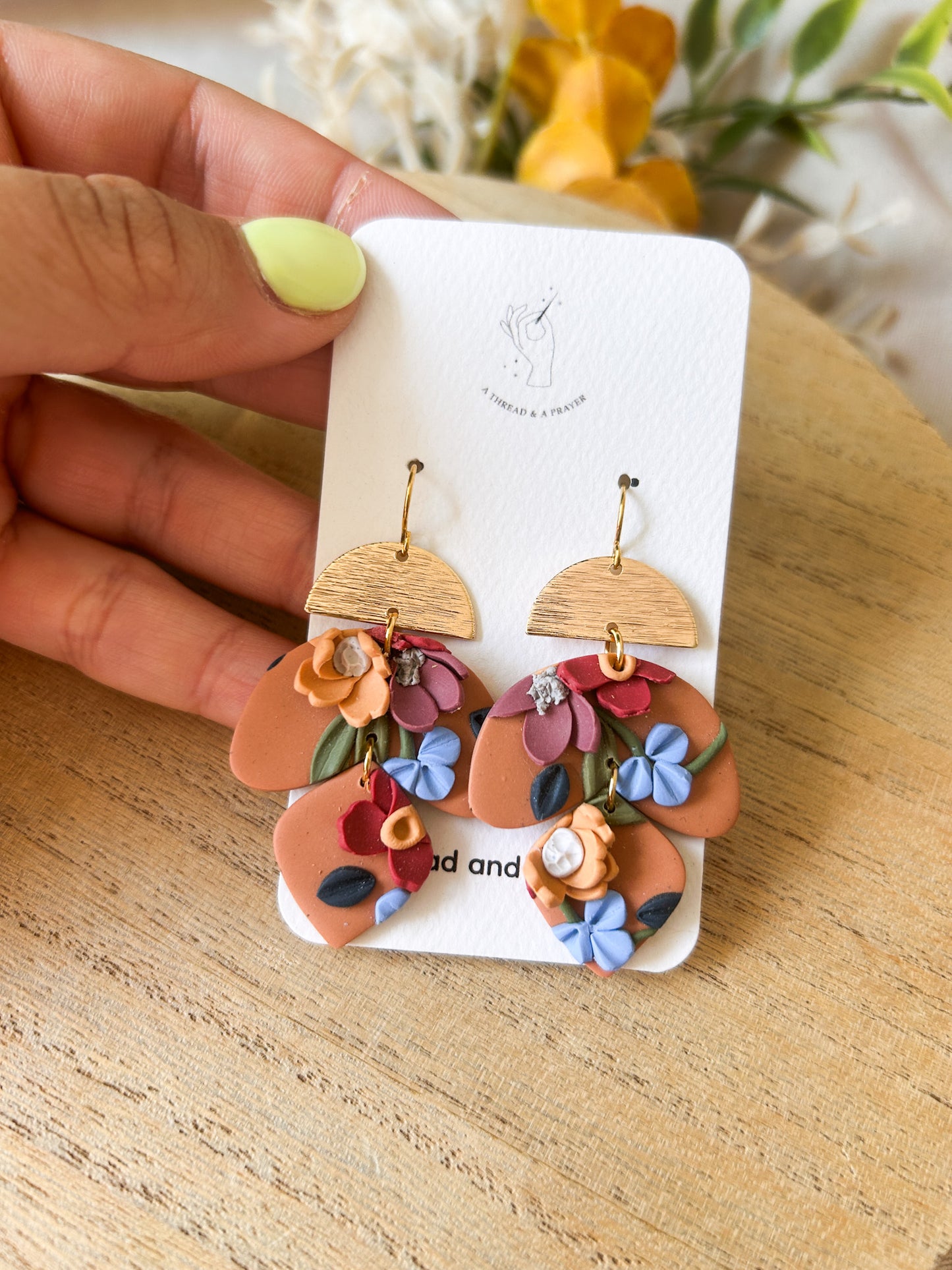 Autumn Garden Floral Earrings - Orange Base | Dainty Flower Earrings | Trendy Styles | Lightweight | Autumn