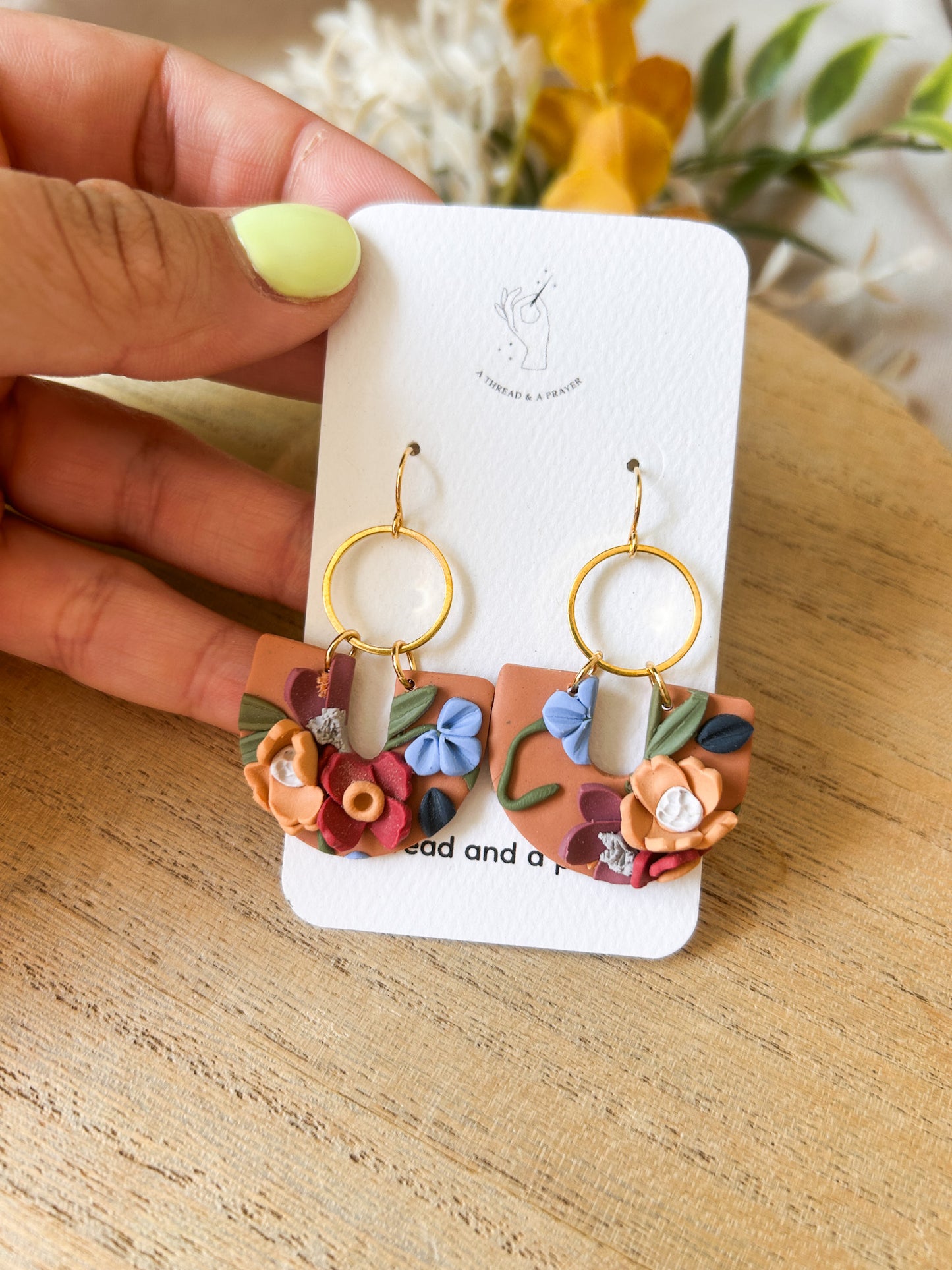 Autumn Garden Floral Earrings - Orange Base | Dainty Flower Earrings | Trendy Styles | Lightweight | Autumn