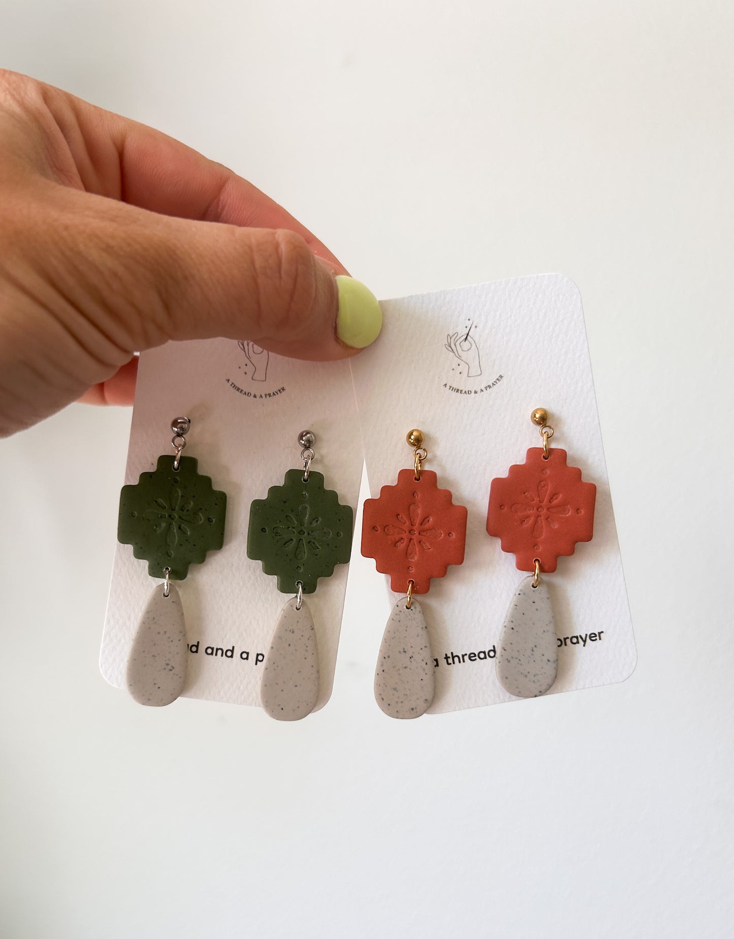 Boho Baddies Stamped Clay Earrings | Gold or Silver | Clay Earrings | Autumn Styles
