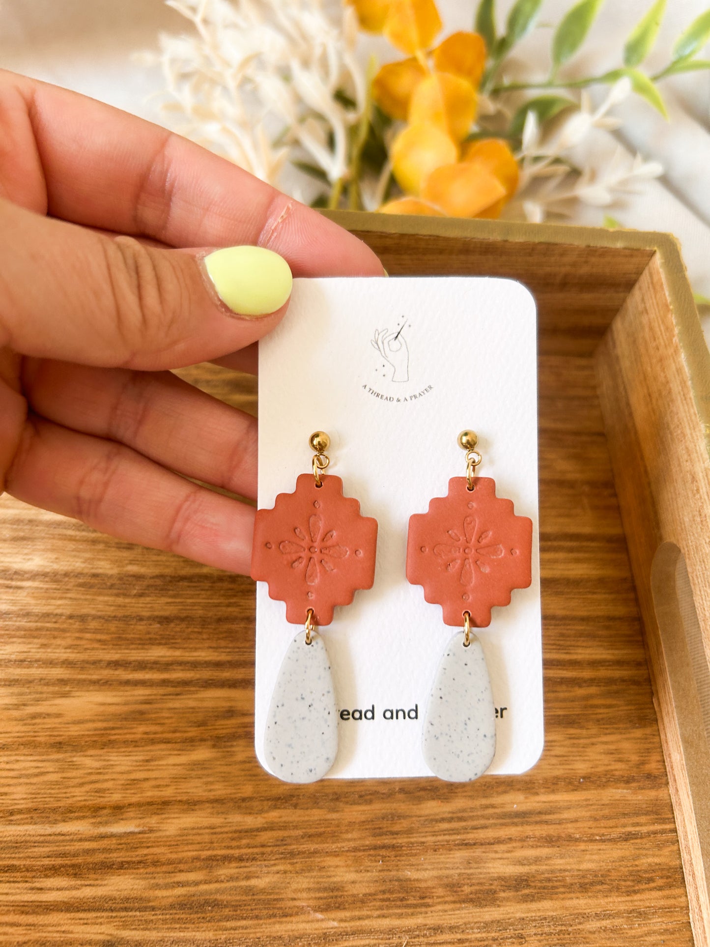 Boho Baddies Stamped Clay Earrings | Gold or Silver | Clay Earrings | Autumn Styles