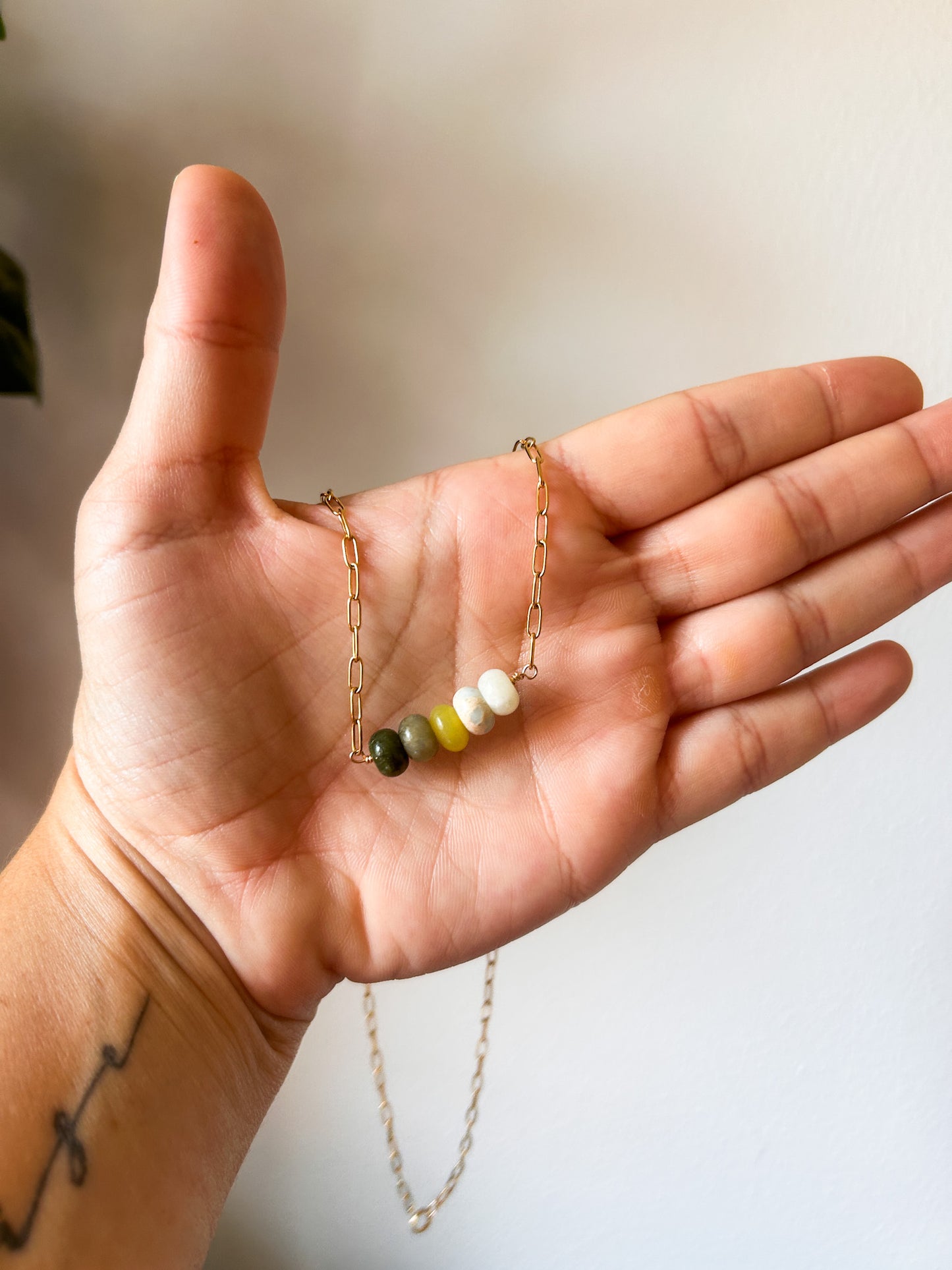Chunky Chain Beaded Necklace | Tarnish Free Necklace | 18in Chain