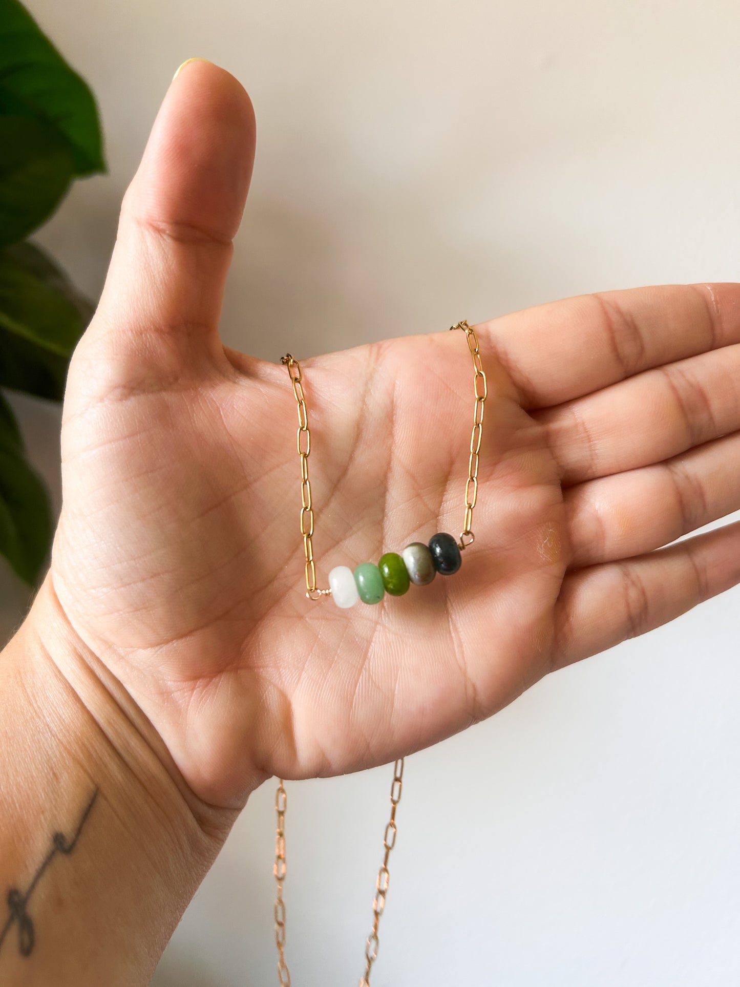 Chunky Chain Beaded Necklace | Tarnish Free Necklace | 18in Chain