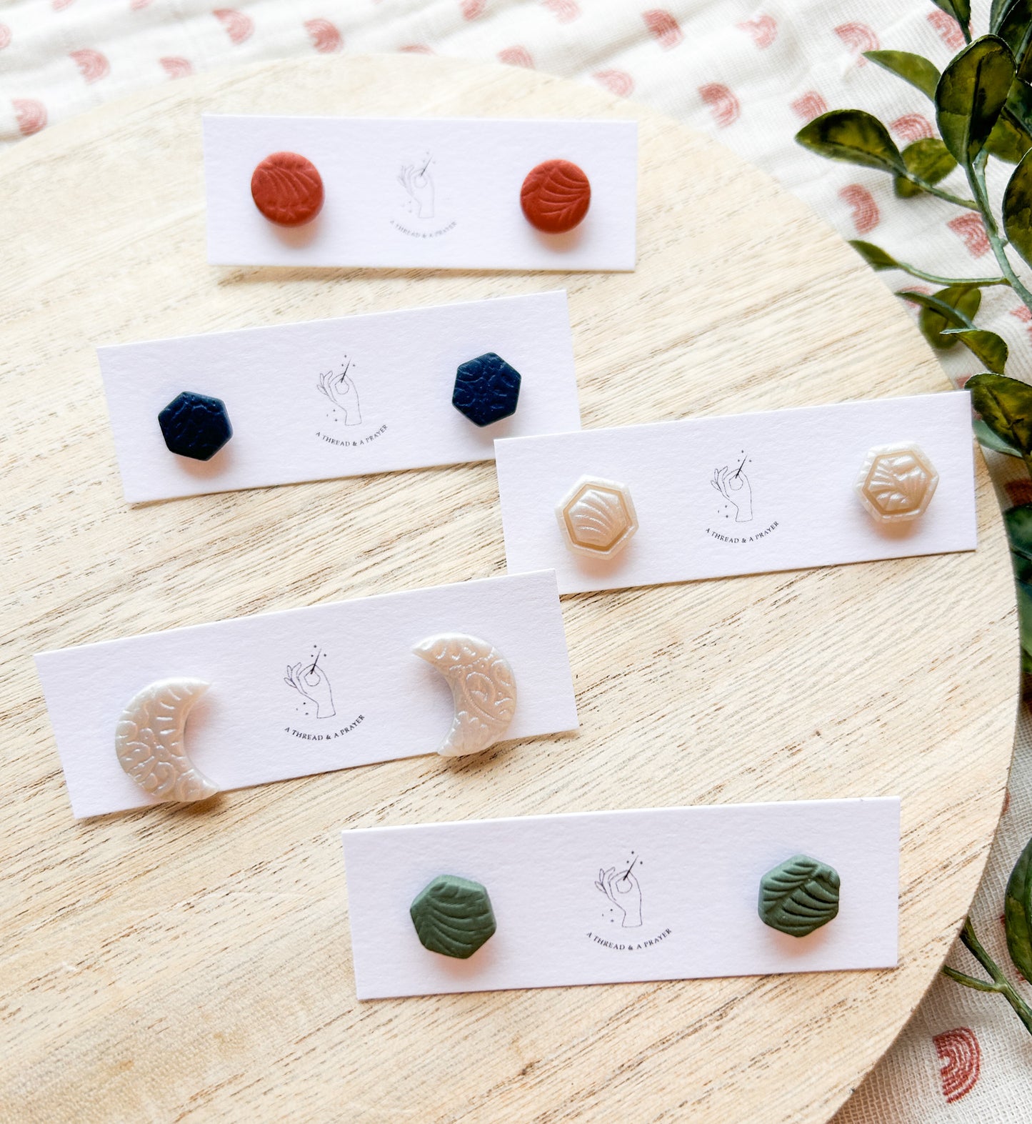 Harvest Festival Stud Designs Clay Earrings | Stud Earrings | Titanium | Hypoallergenic | Autumn Color Earrings | Stud Pack | Lightweight