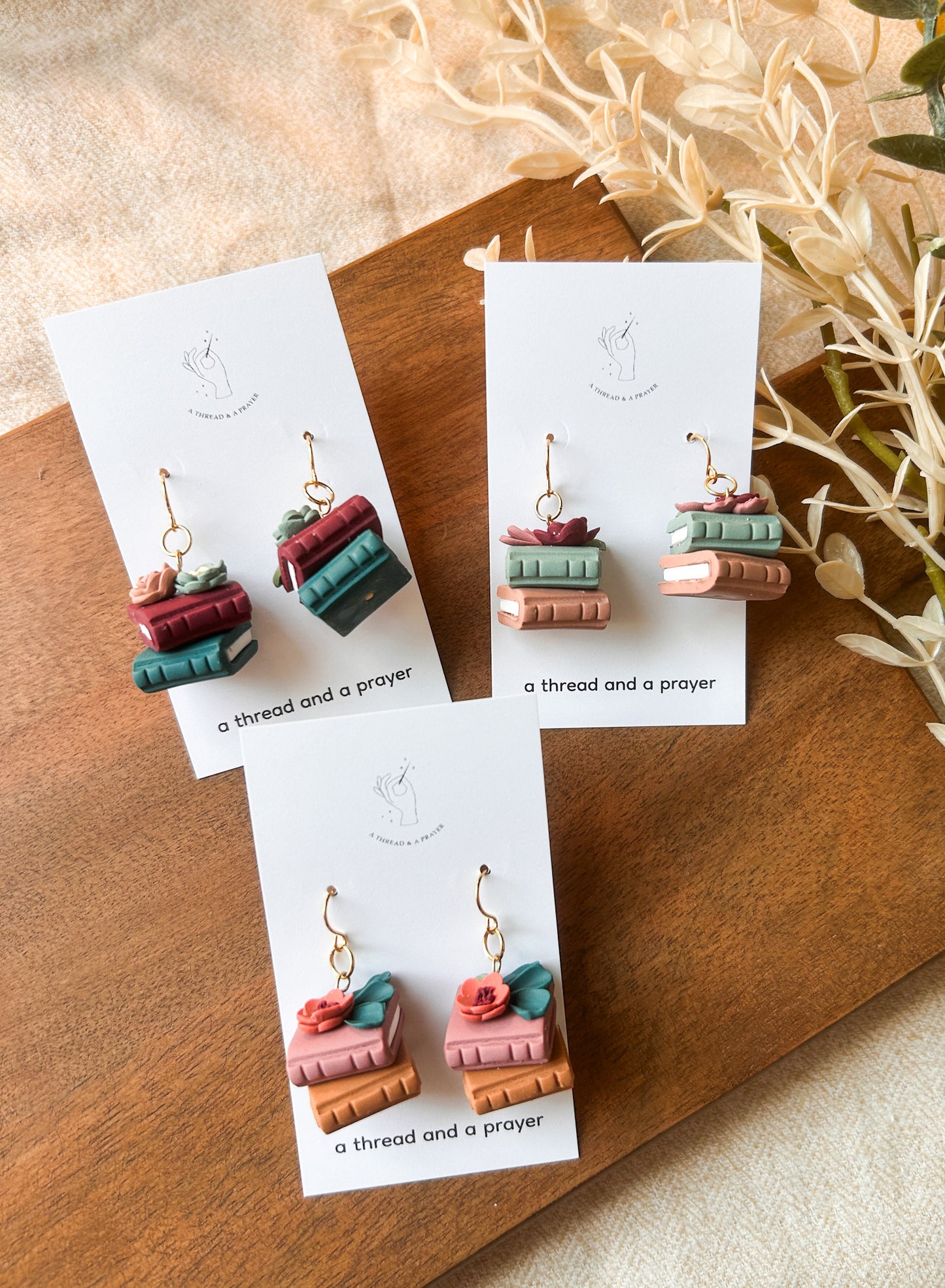 Floral Book Earrings | Library Book Stack | Reading is Fun | Library Earrings | Book Earring | Learning is Fun