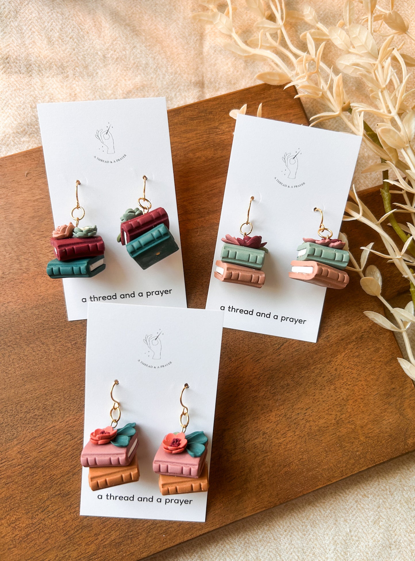 Floral Book Earrings | Library Book Stack | Reading is Fun | Library Earrings | Book Earring | Learning is Fun