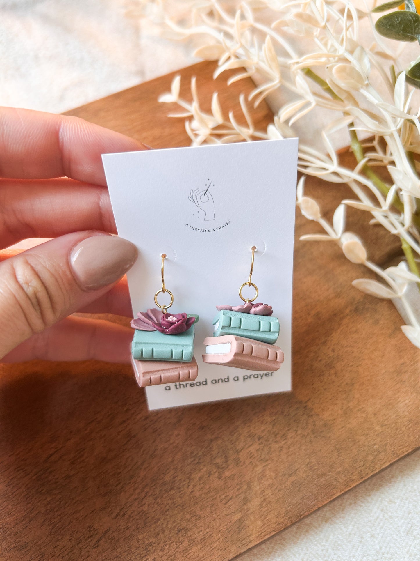 Floral Book Earrings | Library Book Stack | Reading is Fun | Library Earrings | Book Earring | Learning is Fun