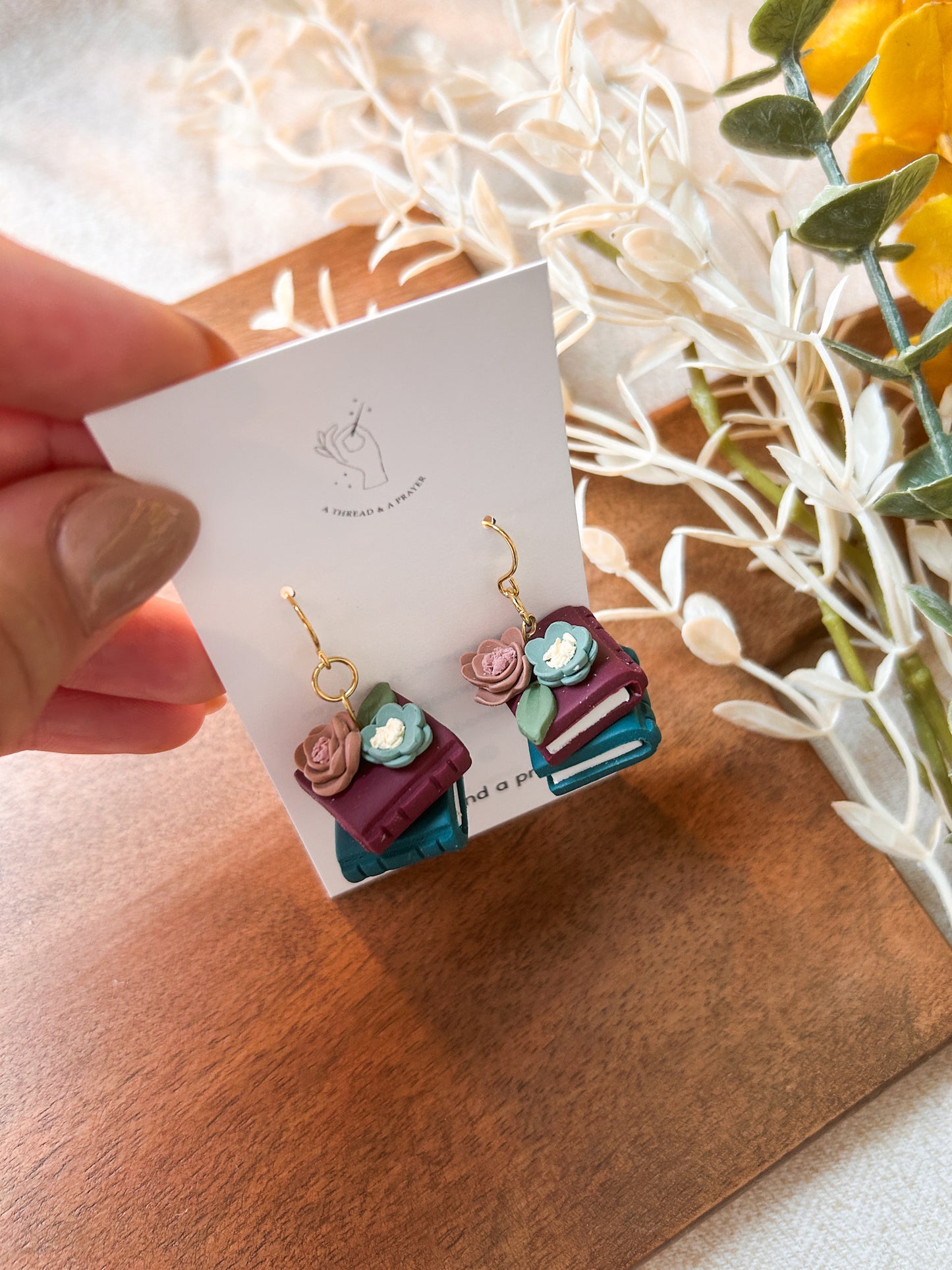 Floral Book Earrings | Library Book Stack | Reading is Fun | Library Earrings | Book Earring | Learning is Fun