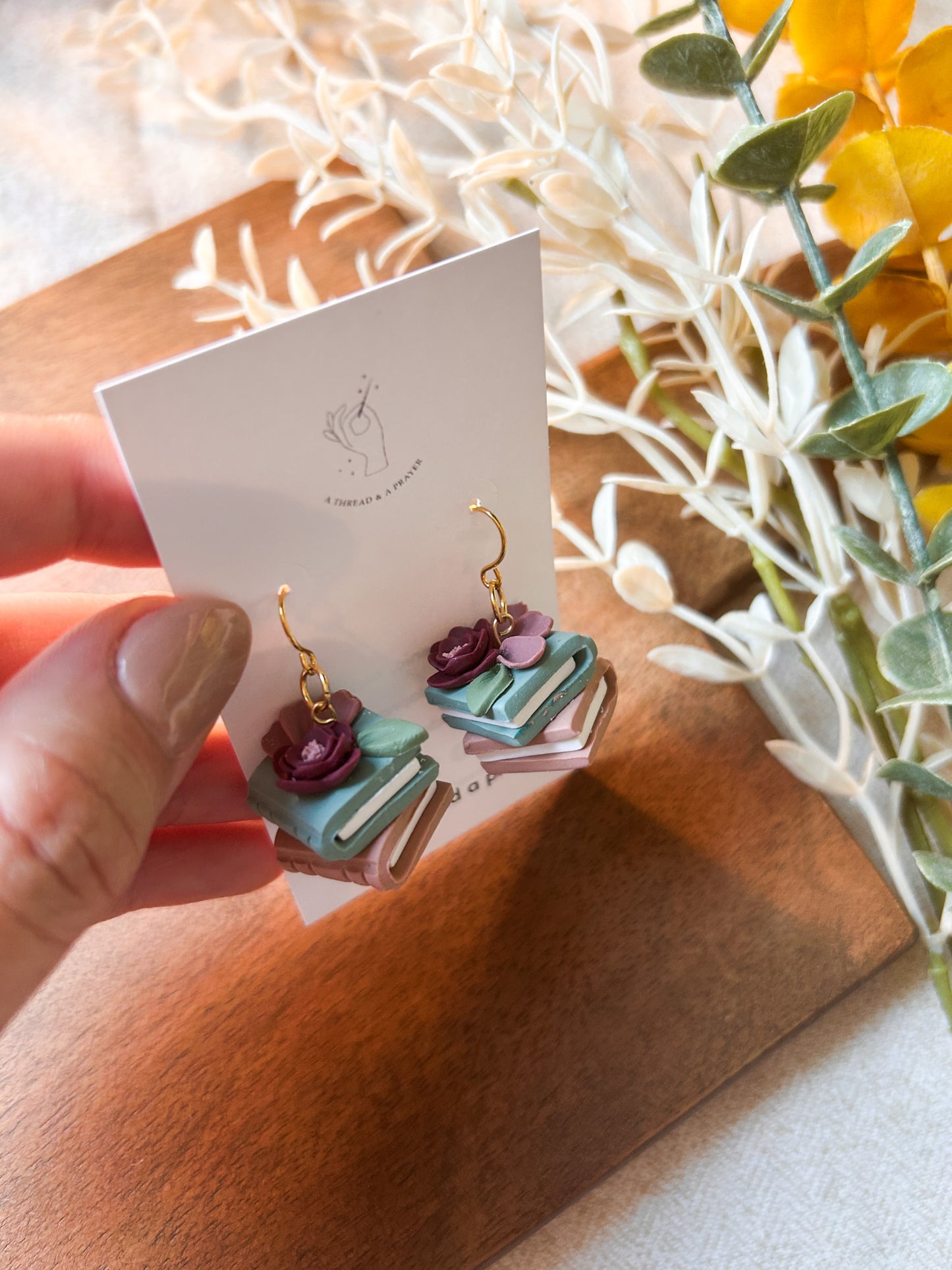 Floral Book Earrings | Library Book Stack | Reading is Fun | Library Earrings | Book Earring | Learning is Fun