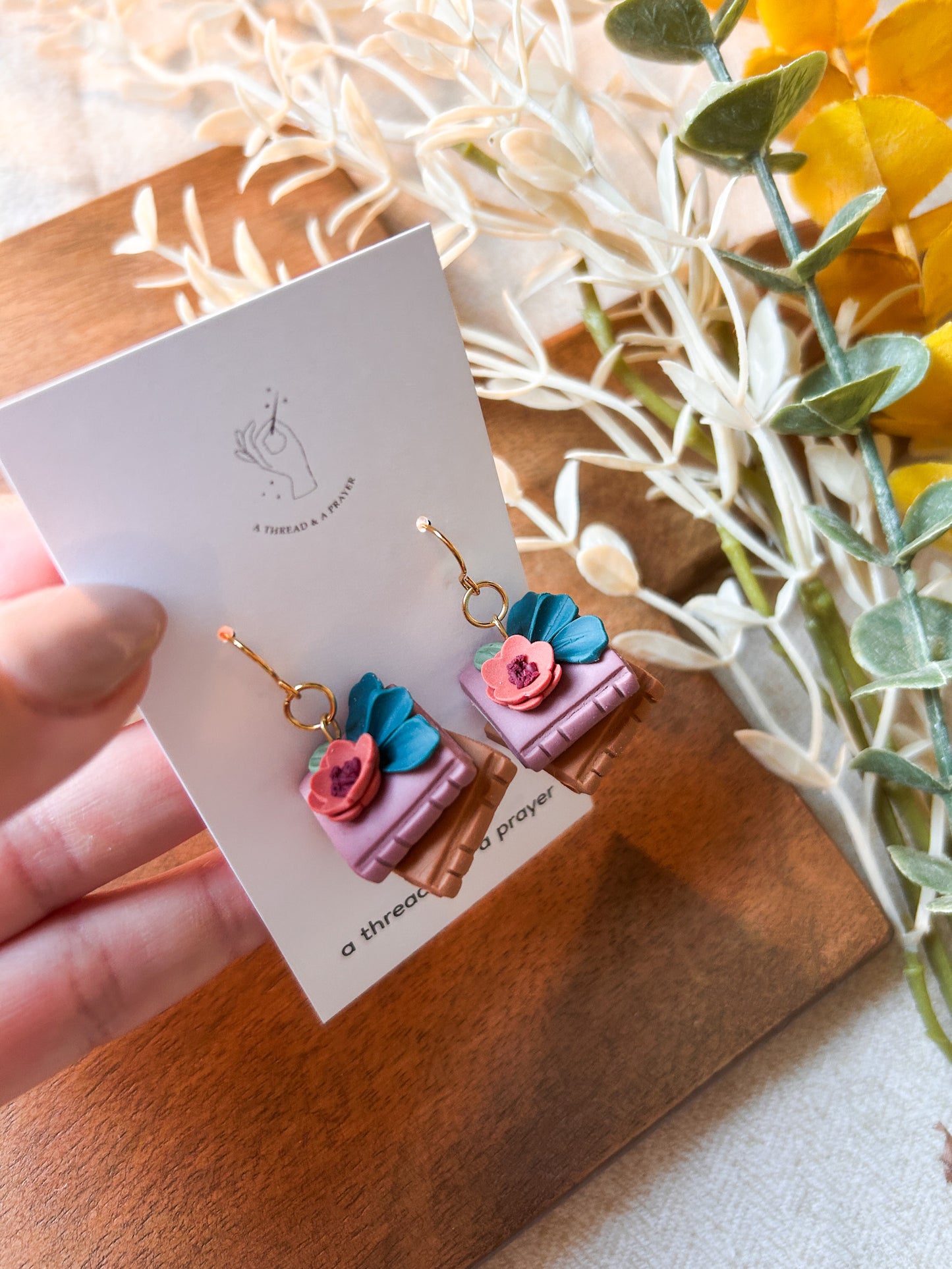 Floral Book Earrings | Library Book Stack | Reading is Fun | Library Earrings | Book Earring | Learning is Fun