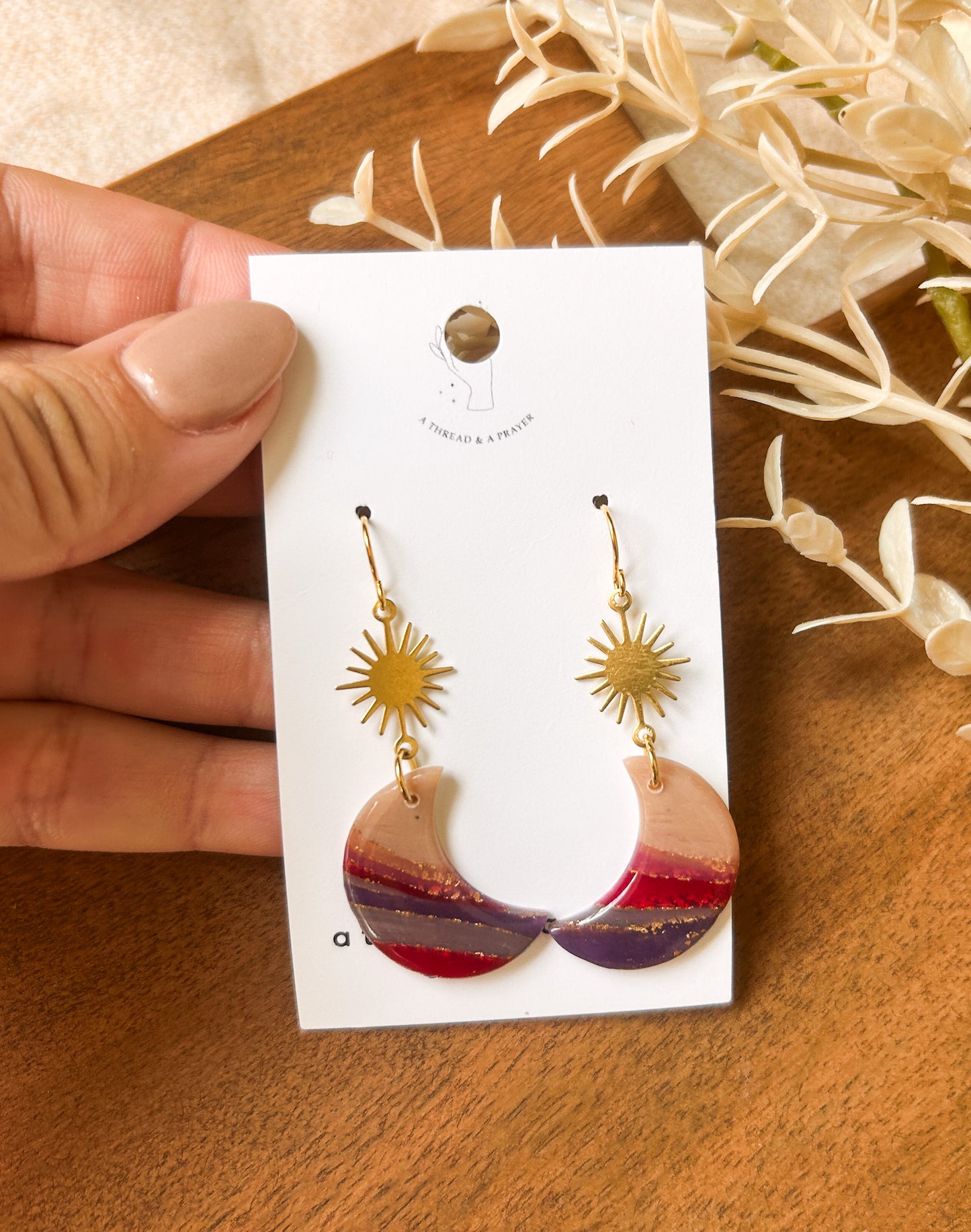 Autumn Colored Marble Clay Earrings | Fancy Earrings | Glitter and Shine | Resin Coated Earrings | Lightweight