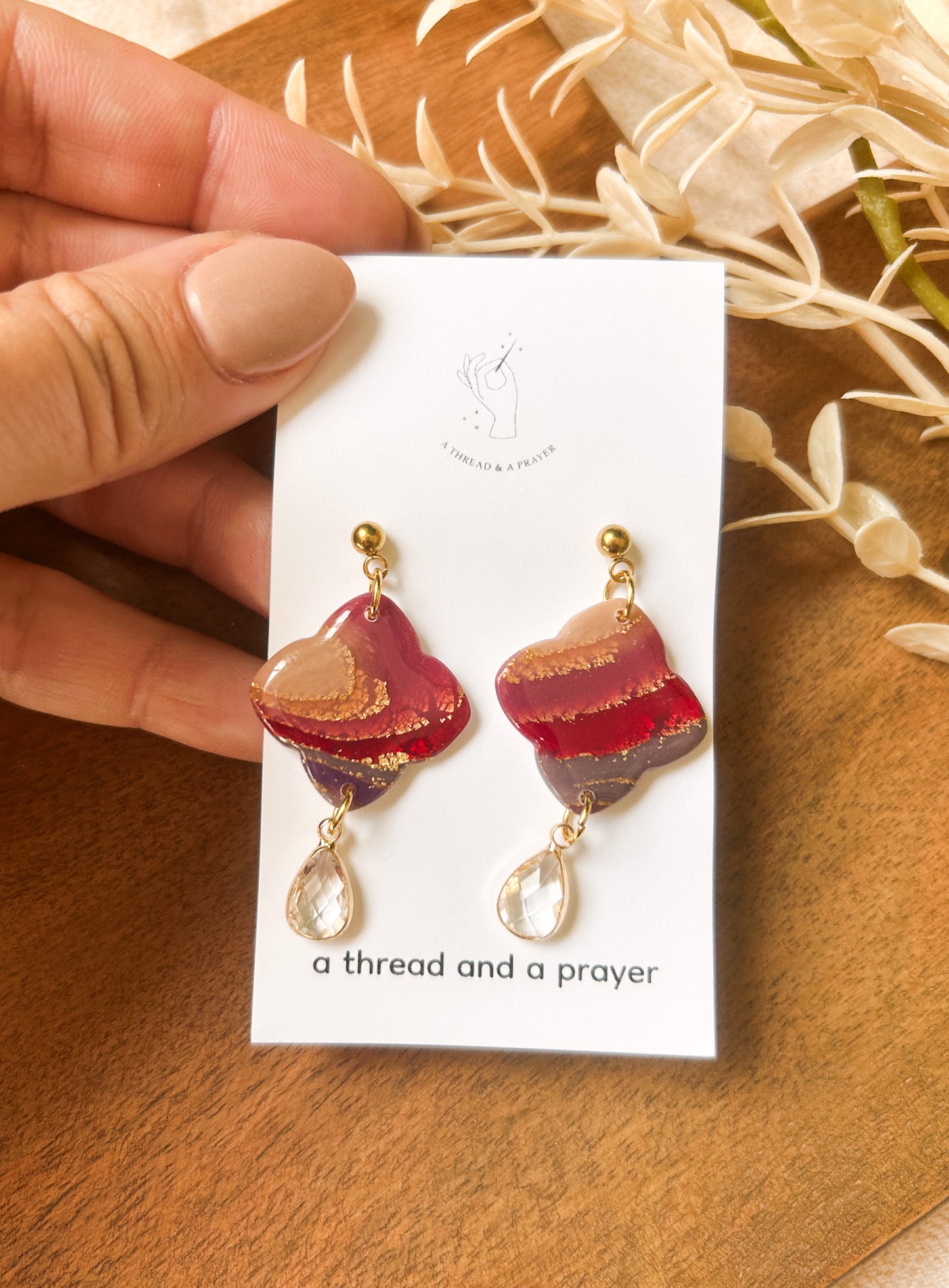 Autumn Colored Marble Clay Earrings | Fancy Earrings | Glitter and Shine | Resin Coated Earrings | Lightweight