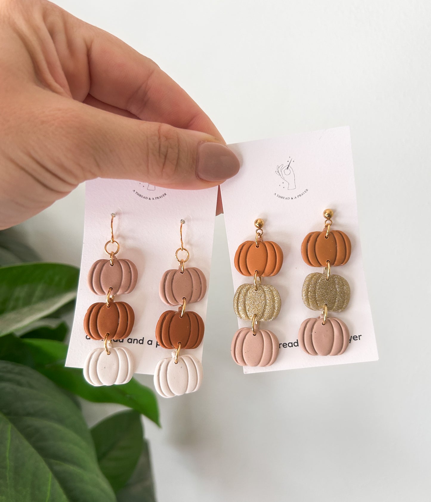 Neutral Color Pumpkin Stack Earrings | Autumn Colors | Fall Earrings | Earth Tones | Dainty Earrings | Lightweight
