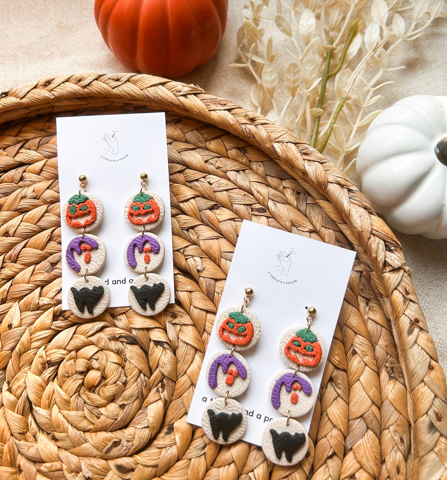 Halloween Sugar Cookie Earrings | Halloween | Pumpkin | Food Earrings | Lightweight
