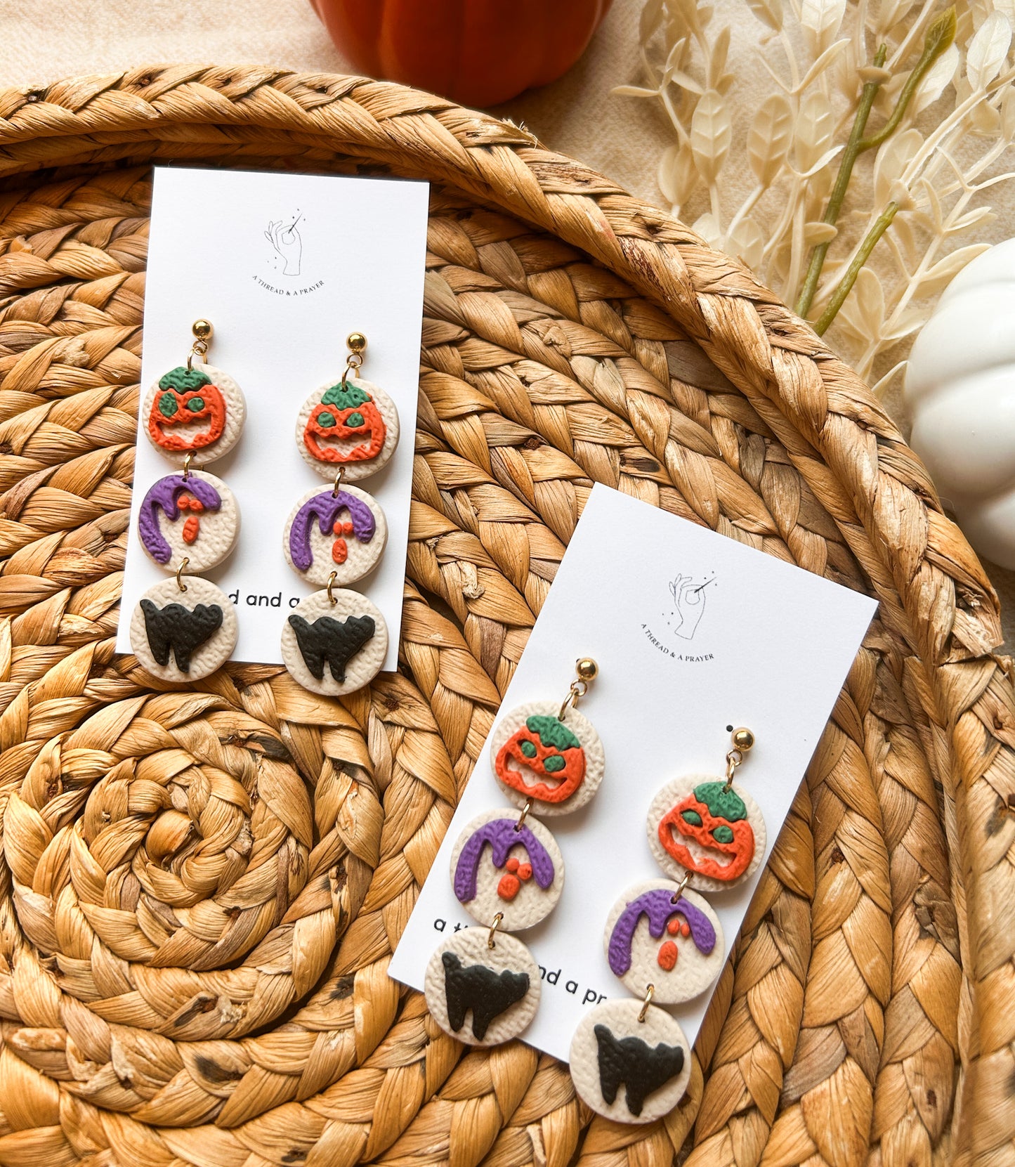 Halloween Sugar Cookie Earrings | Halloween | Pumpkin | Food Earrings | Lightweight