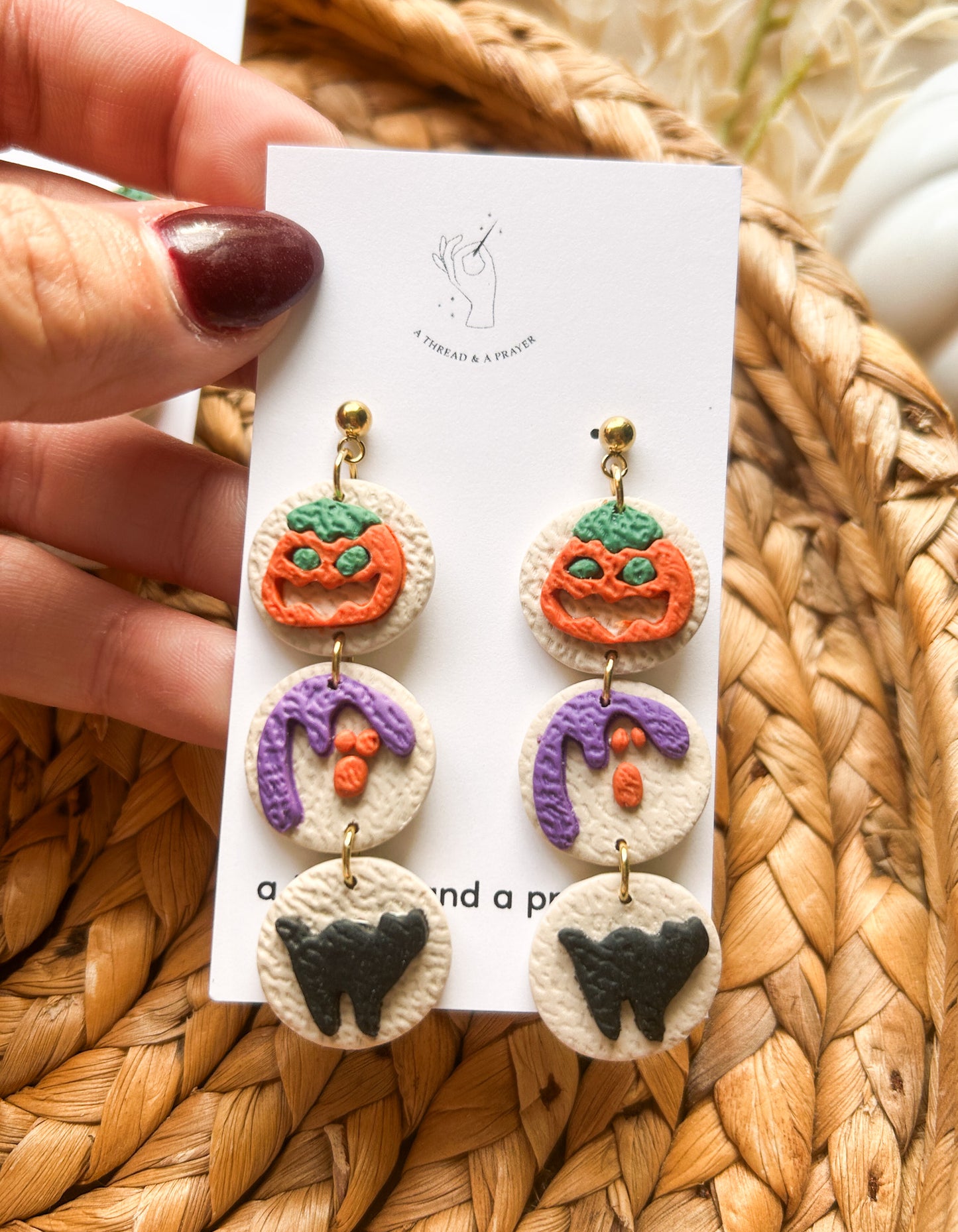 Halloween Sugar Cookie Earrings | Halloween | Pumpkin | Food Earrings | Lightweight