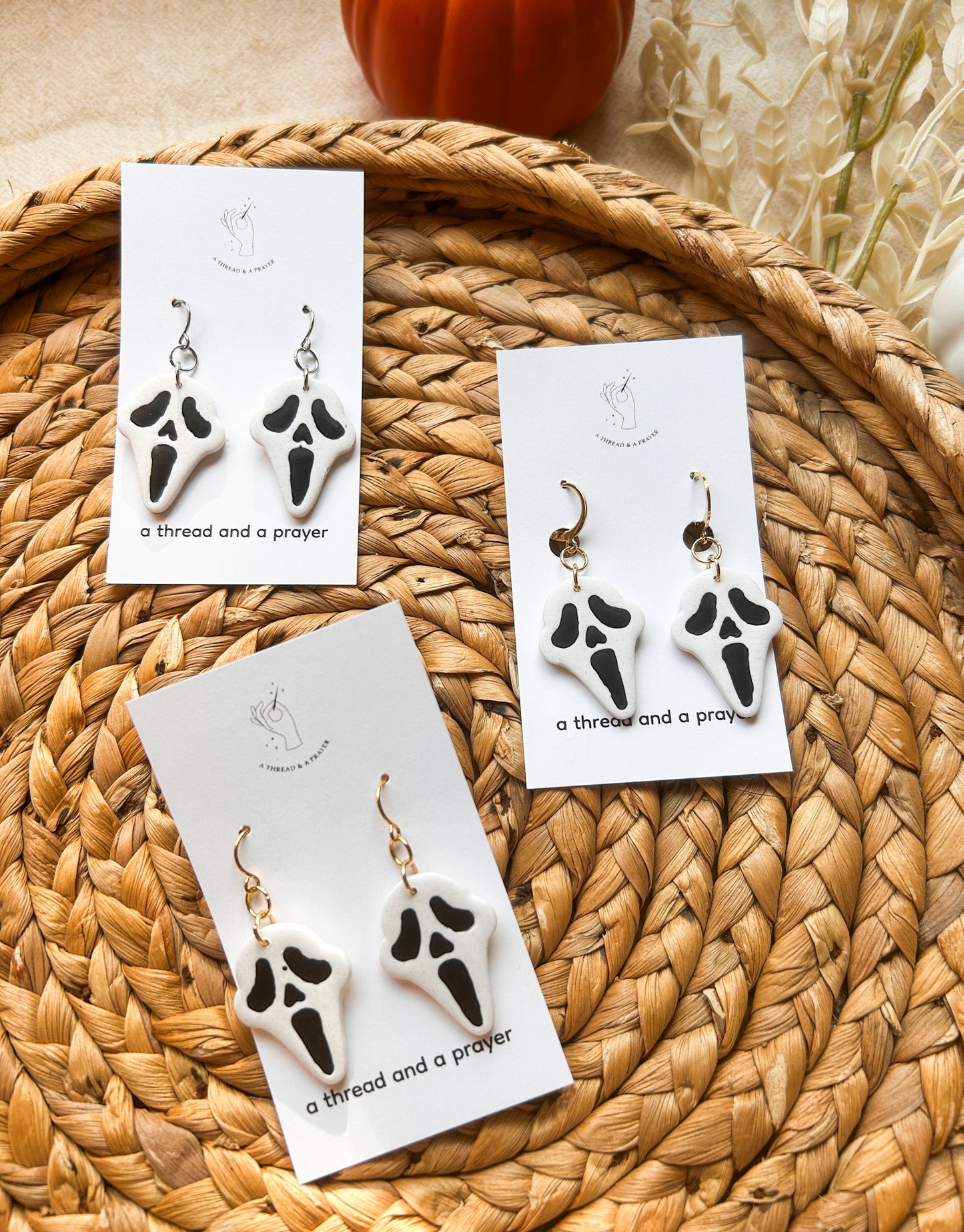 Don't SCREAM About It Clay | Halloween | Mask Earrings | Spooky | Dainty Earrings | Lightweight