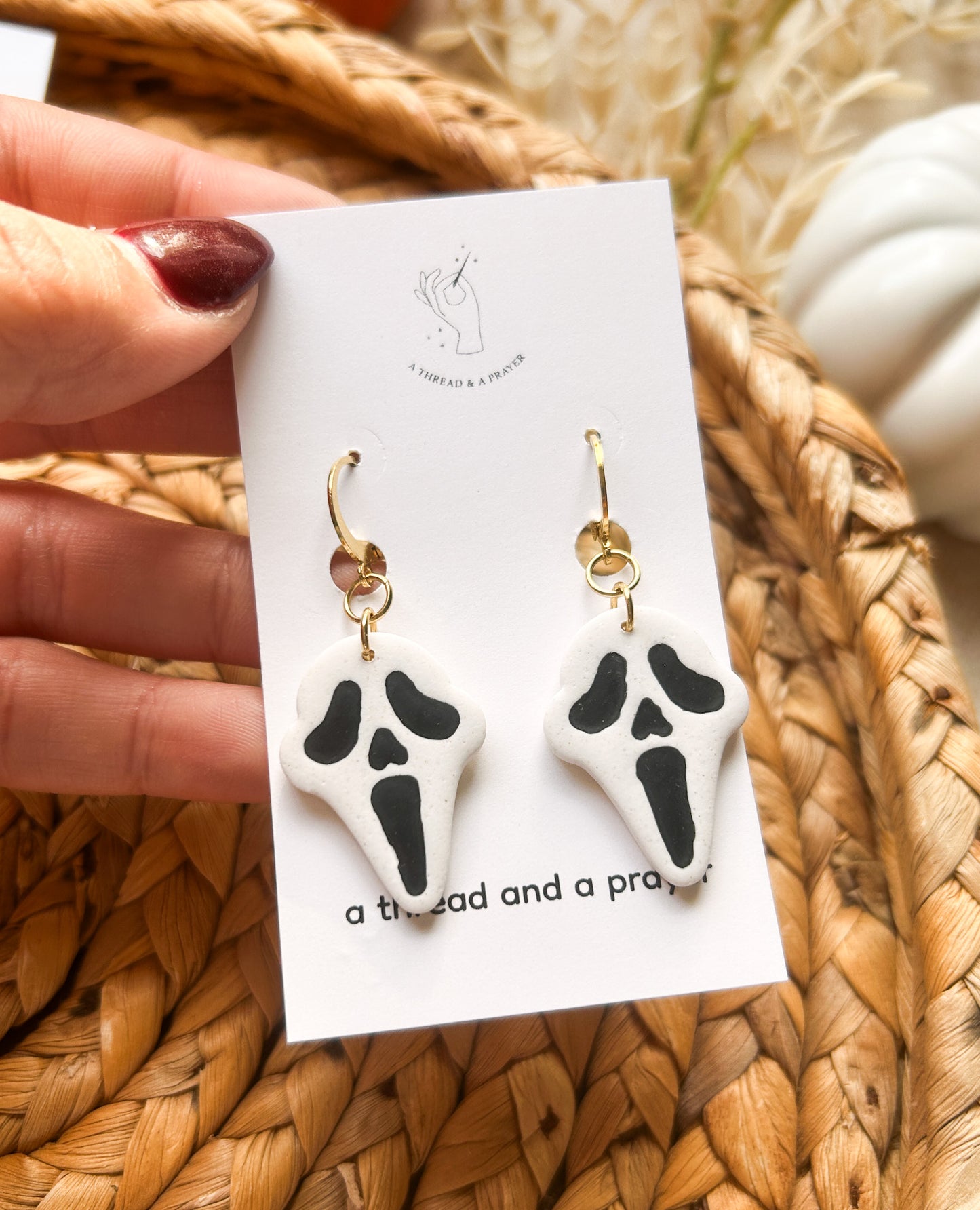 Don't SCREAM About It Clay | Halloween | Mask Earrings | Spooky | Dainty Earrings | Lightweight
