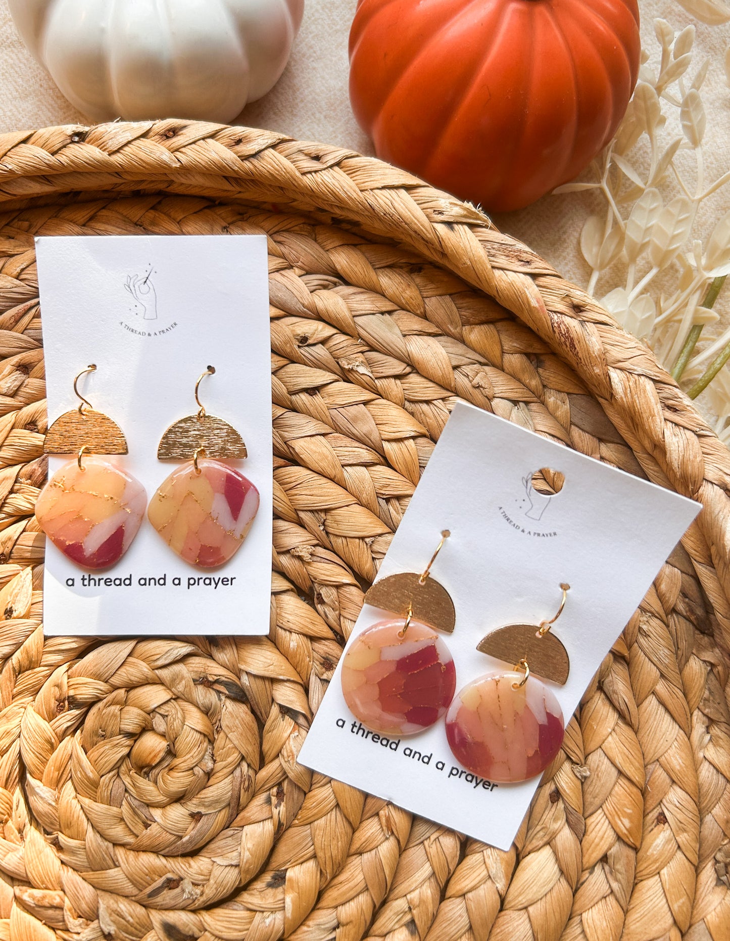 Autumn Color Faux Stone Earrings | Resin Coated Earrings | Lightweight