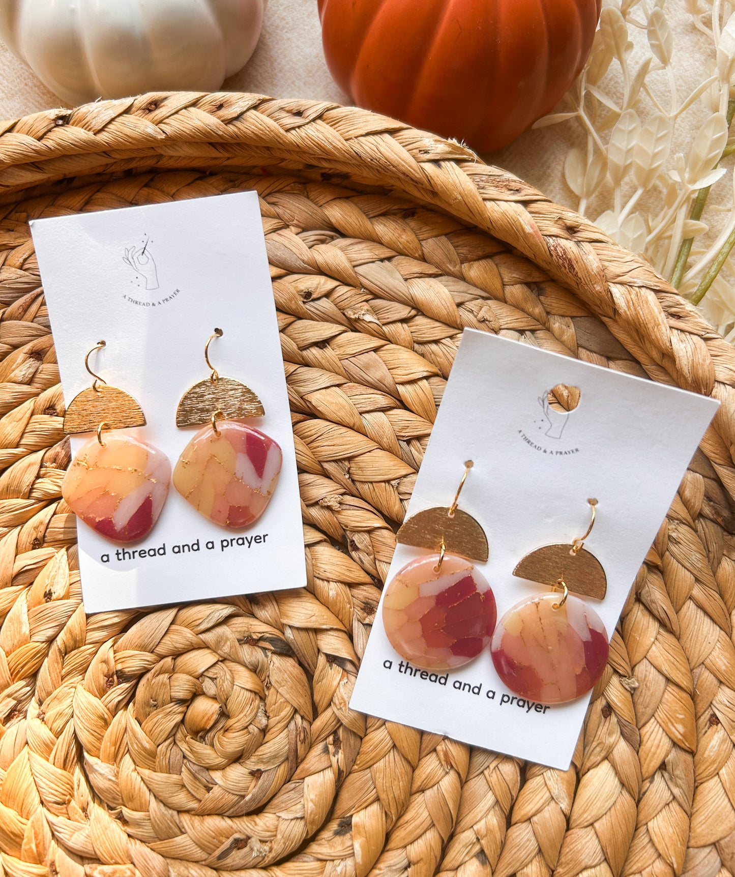 Autumn Color Faux Stone Earrings | Resin Coated Earrings | Lightweight