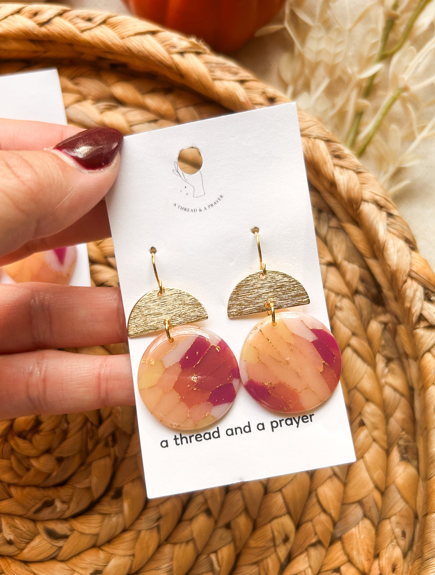 Autumn Color Faux Stone Earrings | Resin Coated Earrings | Lightweight