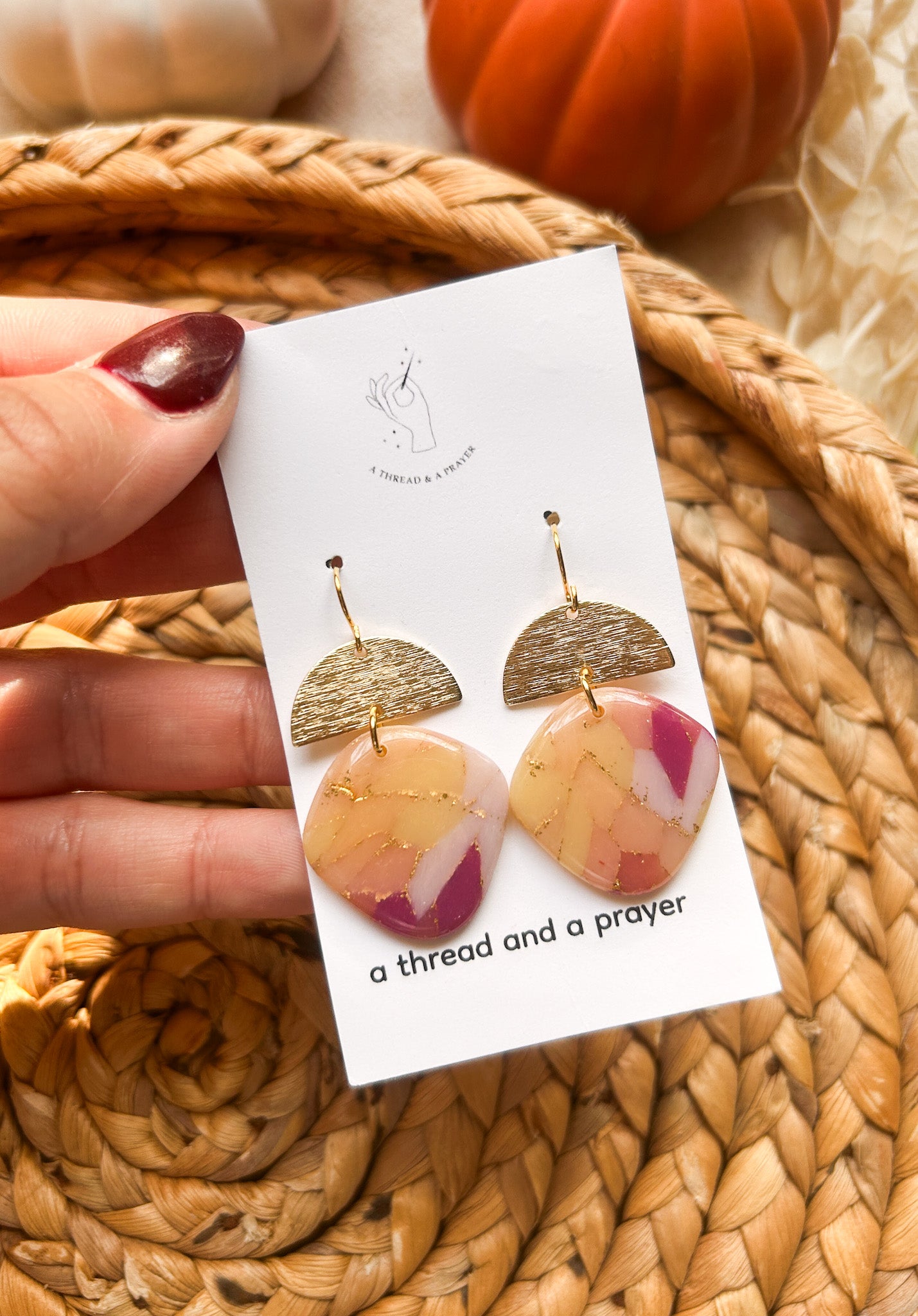 Autumn Color Faux Stone Earrings | Resin Coated Earrings | Lightweight
