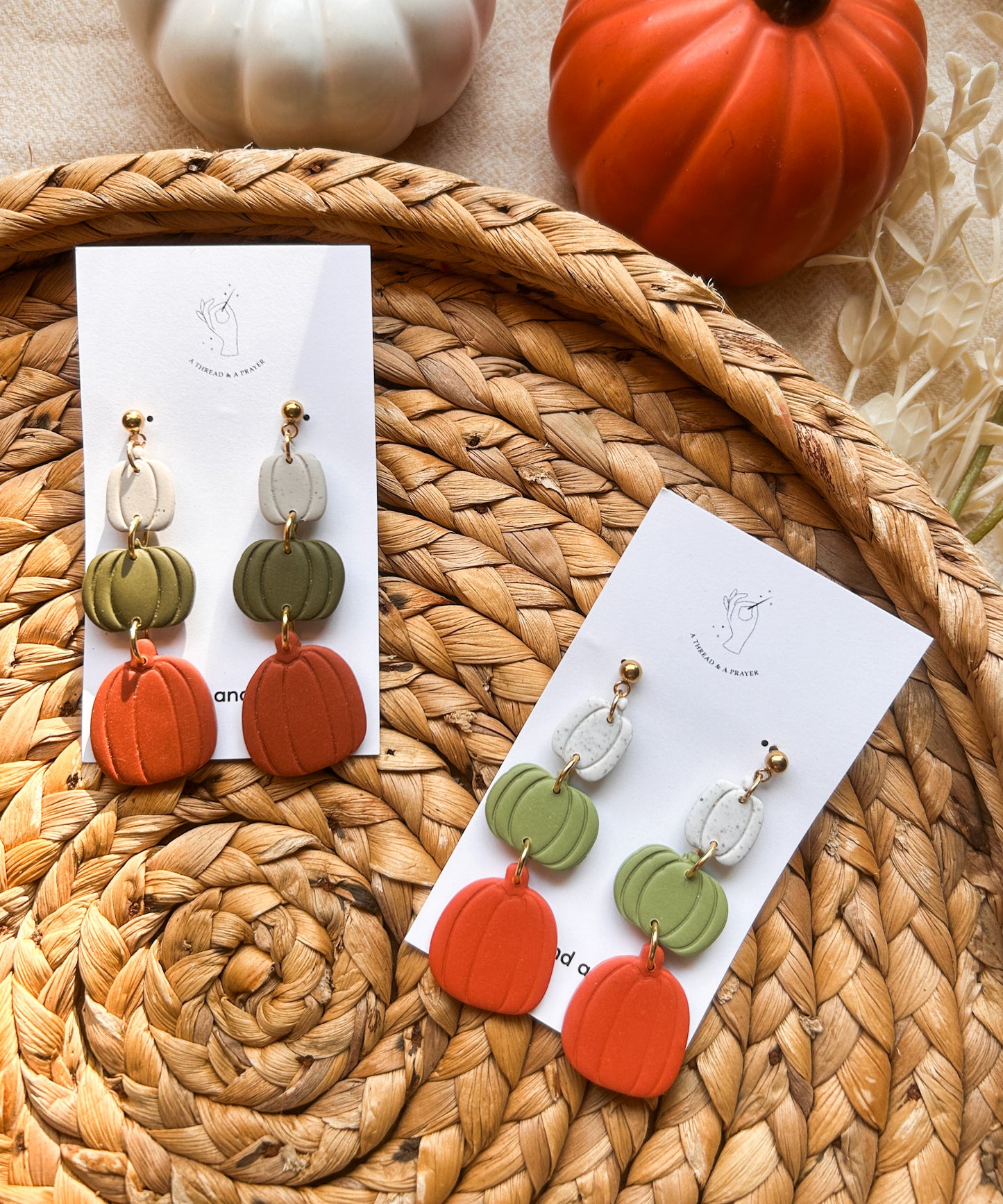 Fall Pumpkin Stack Earrings | Autumn Colors | Fall Earrings | Earth Tones | Pumpkin Patch | Lightweight
