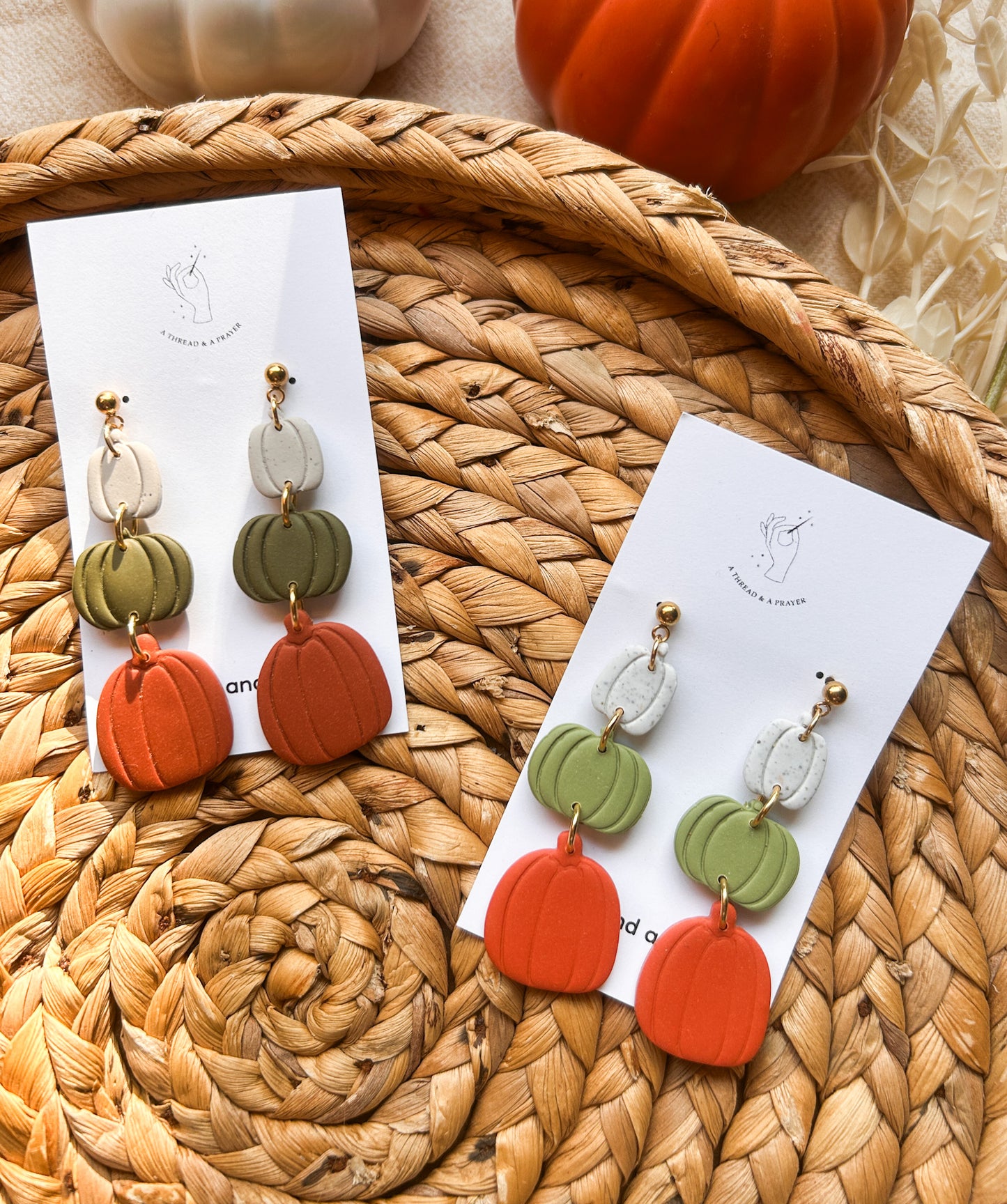 Fall Pumpkin Stack Earrings | Autumn Colors | Fall Earrings | Earth Tones | Pumpkin Patch | Lightweight