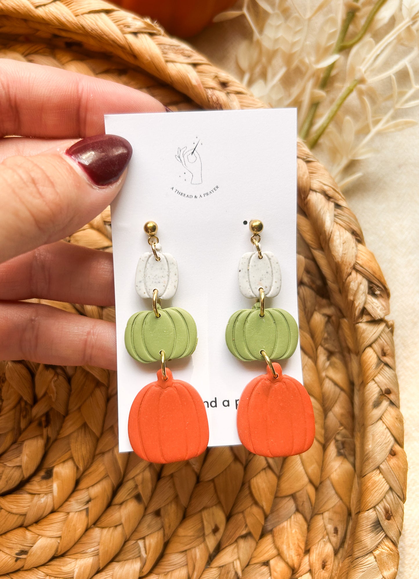 Fall Pumpkin Stack Earrings | Autumn Colors | Fall Earrings | Earth Tones | Pumpkin Patch | Lightweight