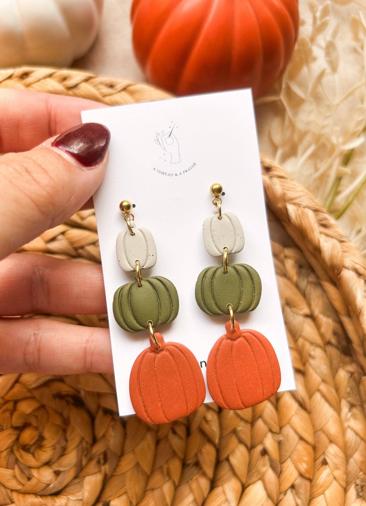 Fall Pumpkin Stack Earrings | Autumn Colors | Fall Earrings | Earth Tones | Pumpkin Patch | Lightweight