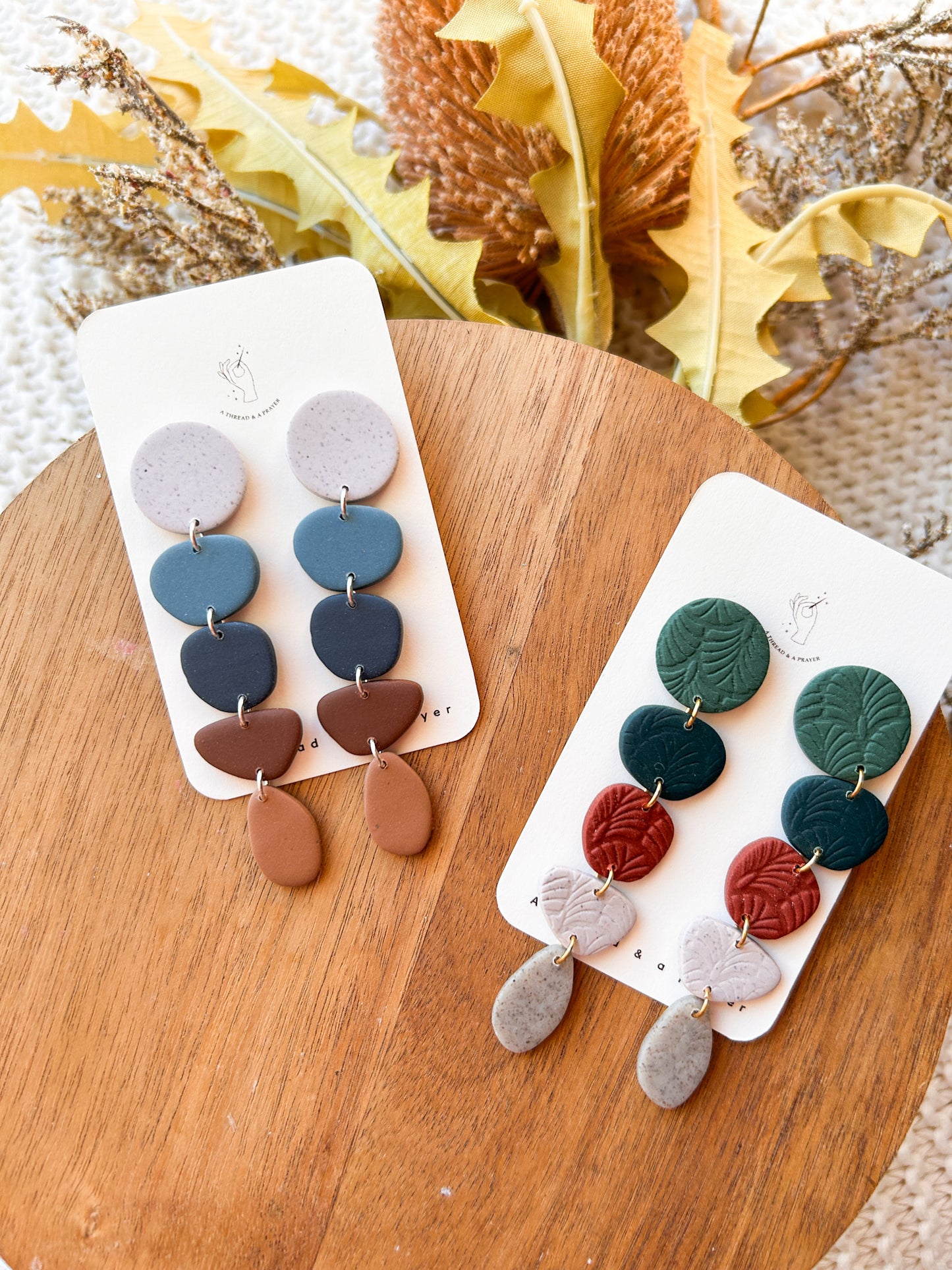 Winter on My Mind Long Dangle Polymer Clay Earrings | Winter Fashion | Winter Color Earrings | Statement Earrings | Lightweight