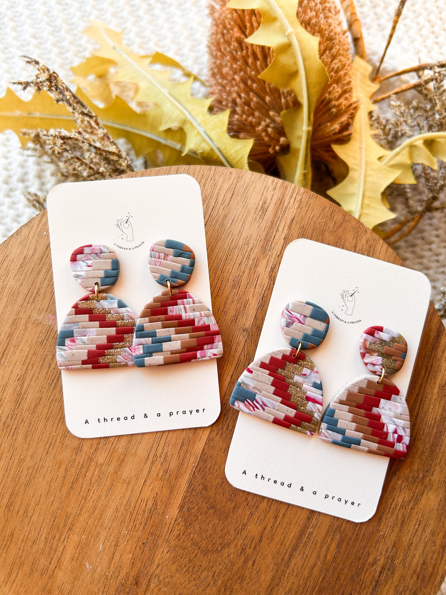 Set 4 | Boho Brick Quilt Vibes Earrings | Brick Pattern | Statement Earrings | Dangle Earrings | Everyday Wear | Lightweight