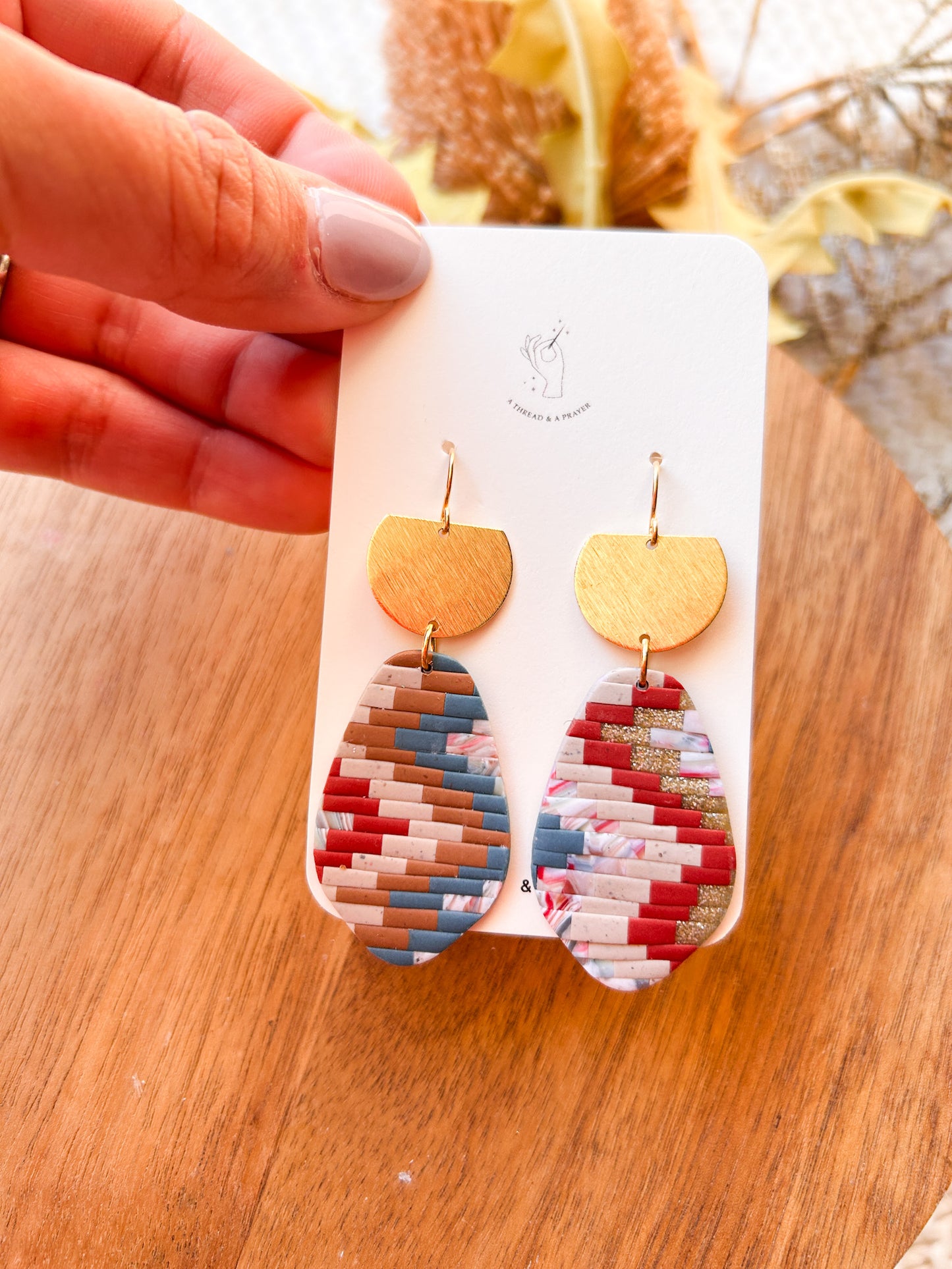 Set 2 | Boho Brick Quilt Vibes Earrings | Brick Pattern | Statement Earrings | Dangle Earrings | Everyday Wear | Lightweight